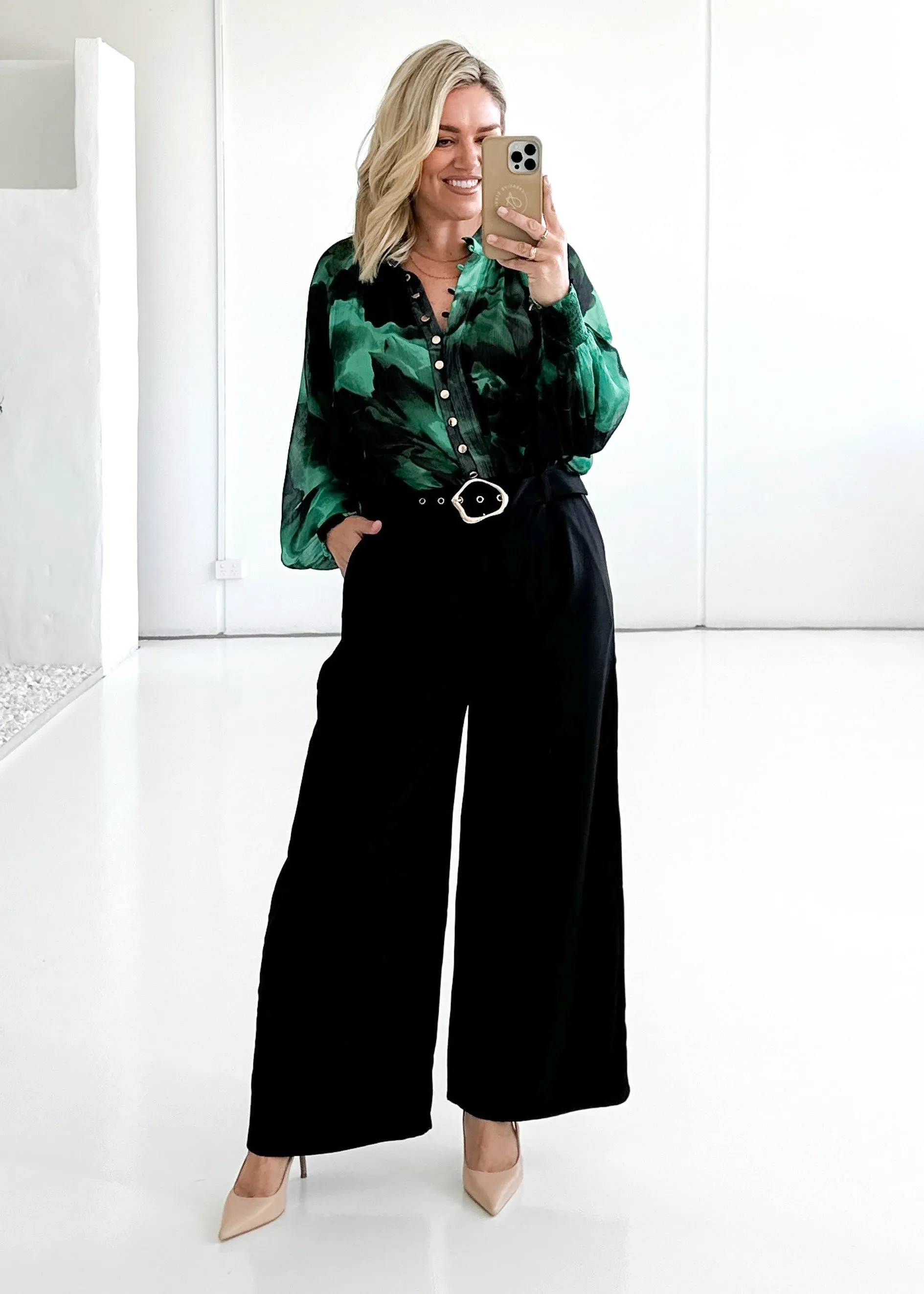 Kamey Blouse - Emerald Watercolour sold by Gingham & Heels product image thumbnail 2