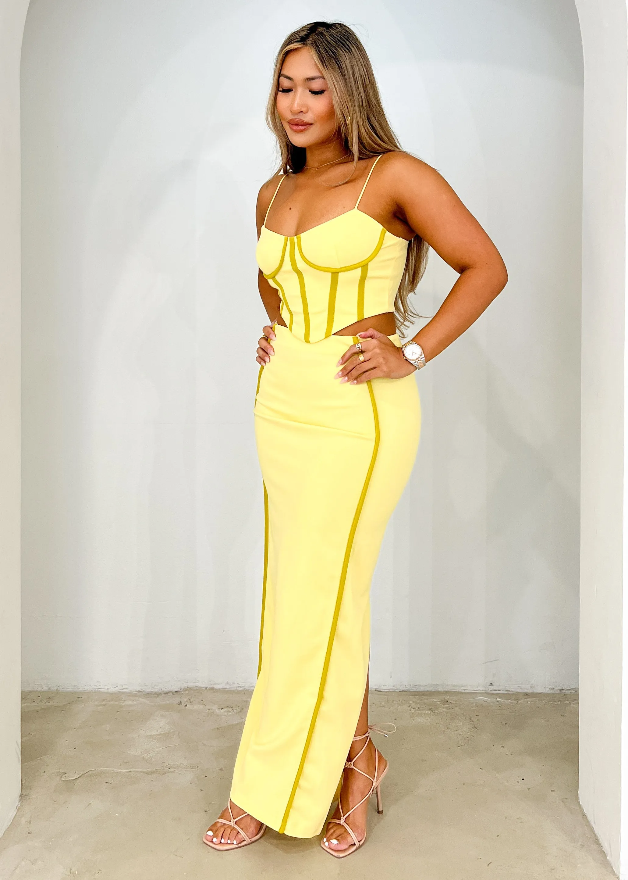 Karlaa Maxi Skirt - Lemon sold by Gingham & Heels product image thumbnail 3
