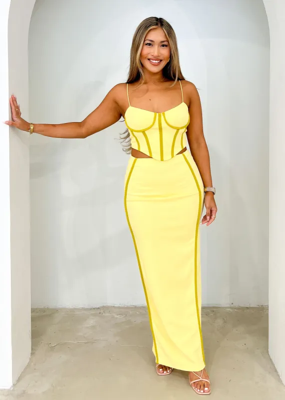 Karlaa Maxi Skirt - Lemon sold by Gingham & Heels
