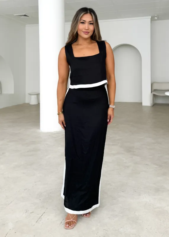 Lerae Linen Maxi Skirt - Black sold by Gingham & Heels