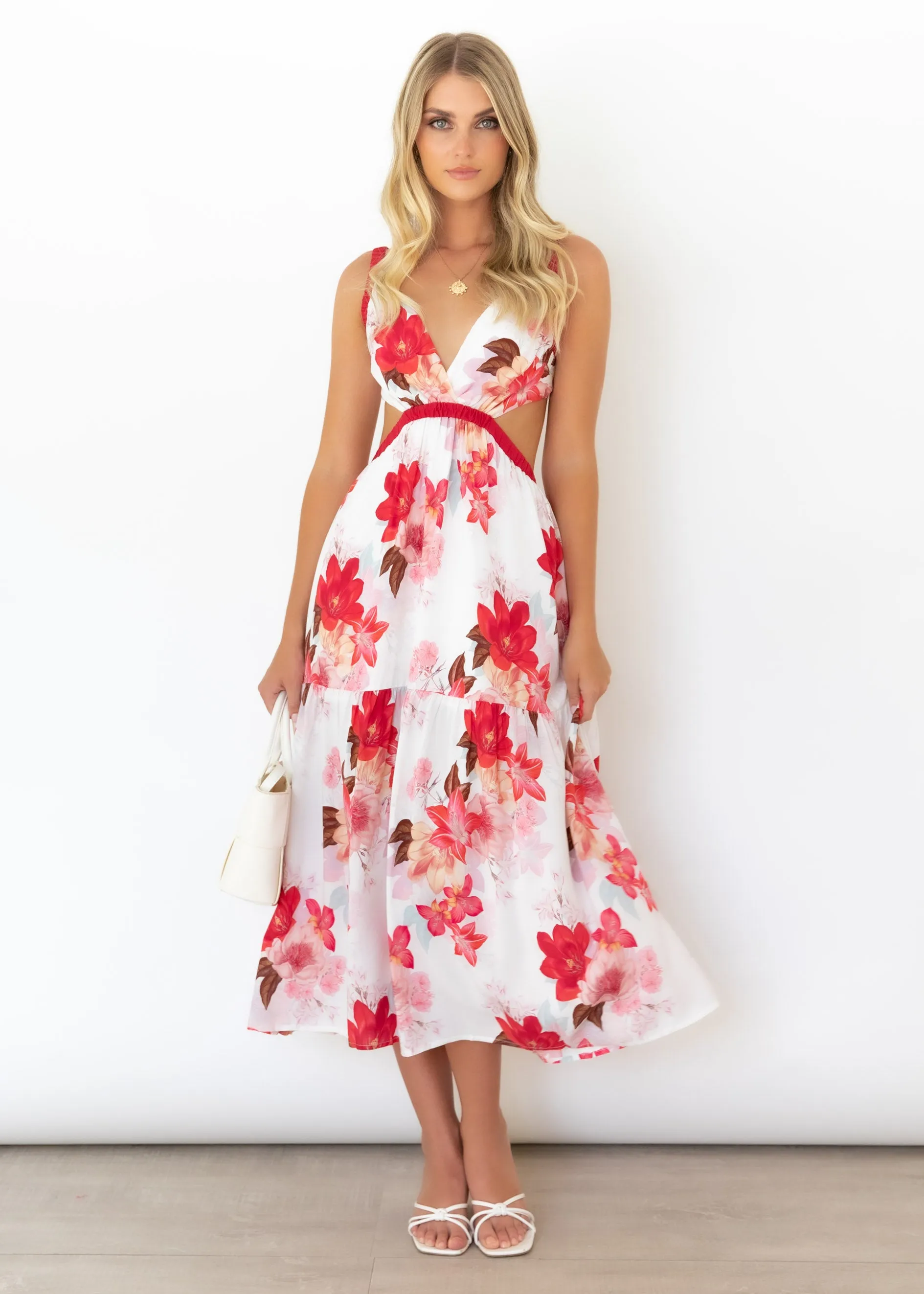 Delphie Maxi Dress - White Blooms sold by Gingham & Heels product image thumbnail 2