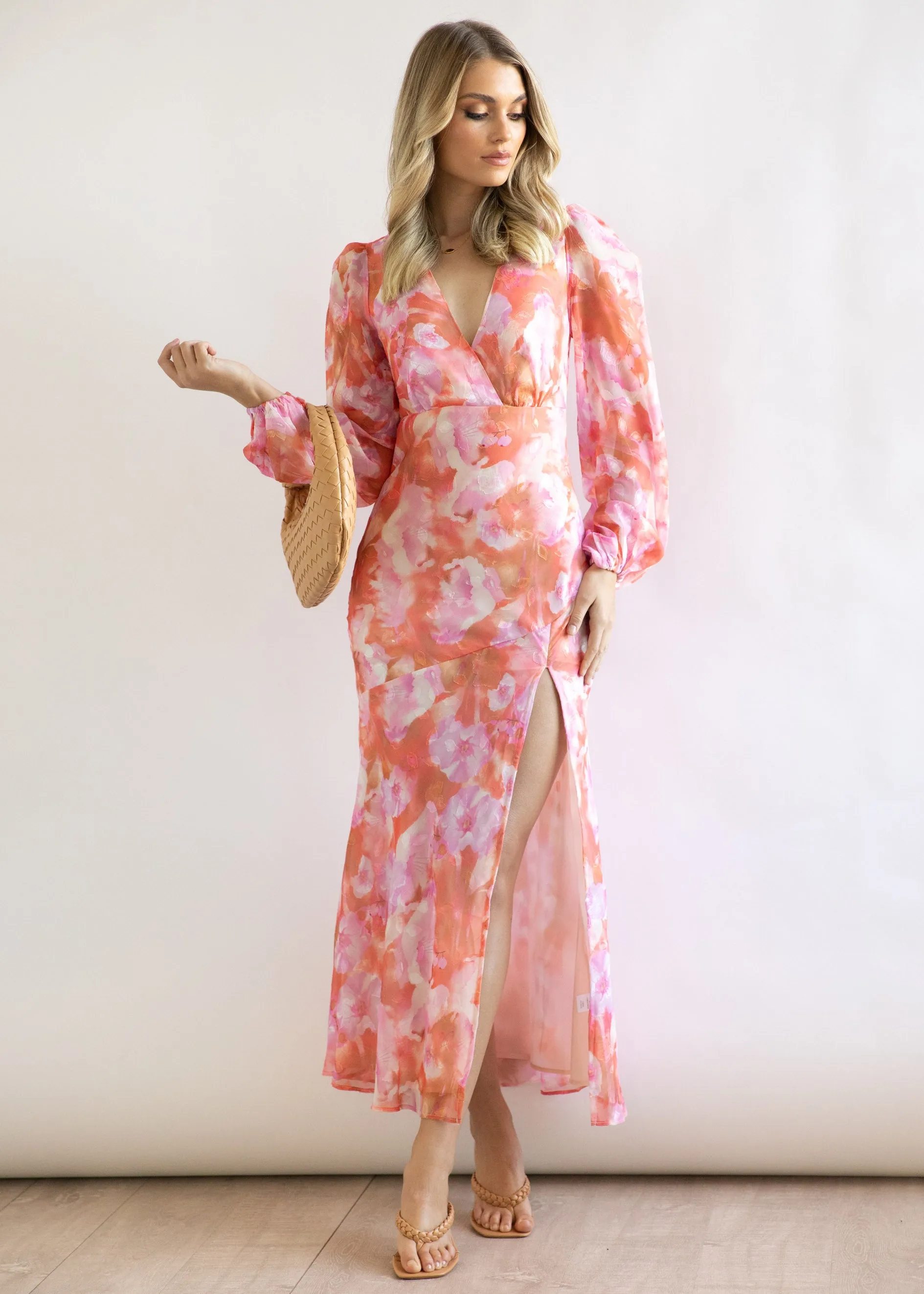 Gerina Maxi Dress - Coral Watercolour sold by Gingham & Heels product image thumbnail 5