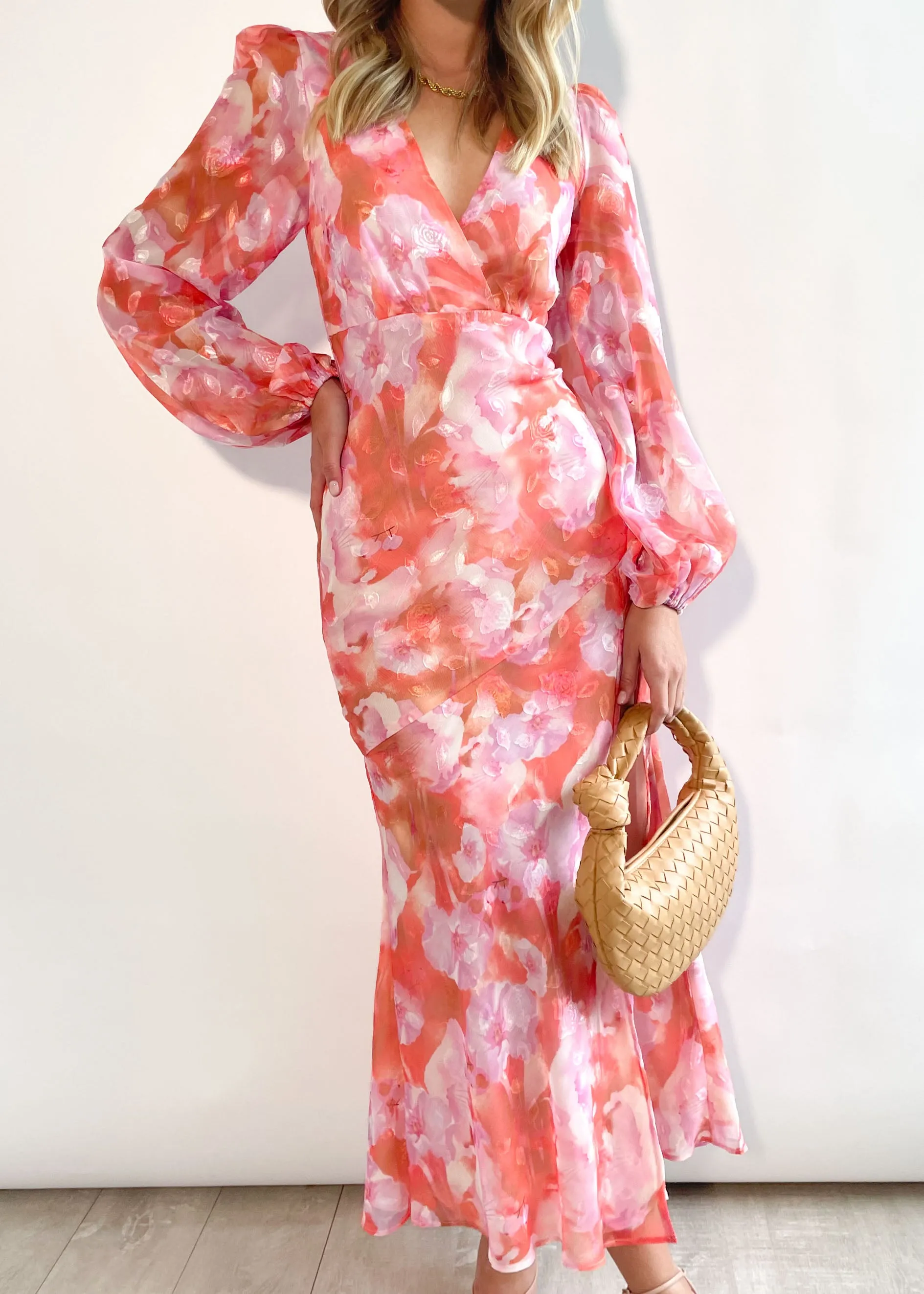 Gerina Maxi Dress - Coral Watercolour sold by Gingham & Heels product image thumbnail 2