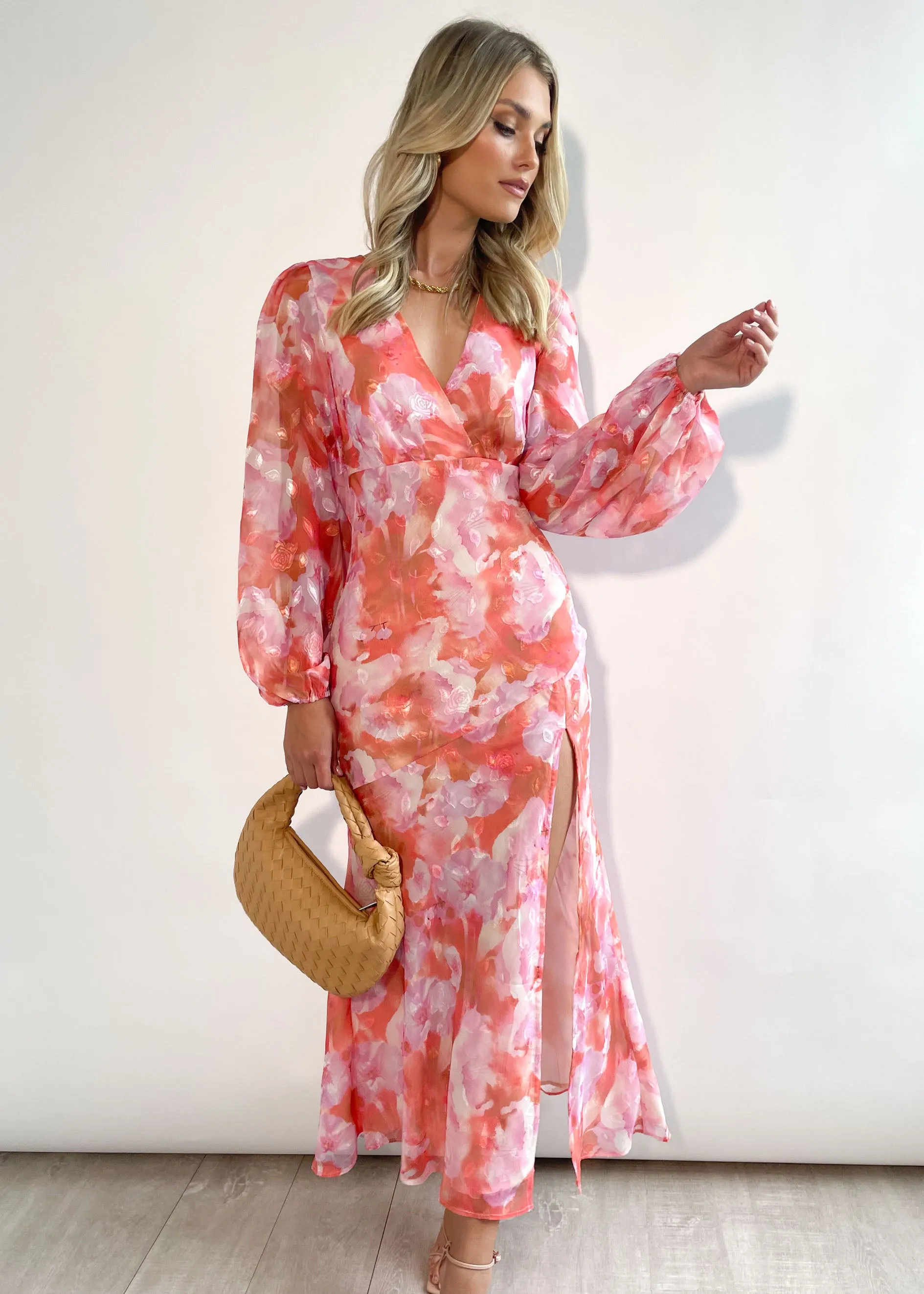 Gerina Maxi Dress - Coral Watercolour sold by Gingham & Heels product image thumbnail 3