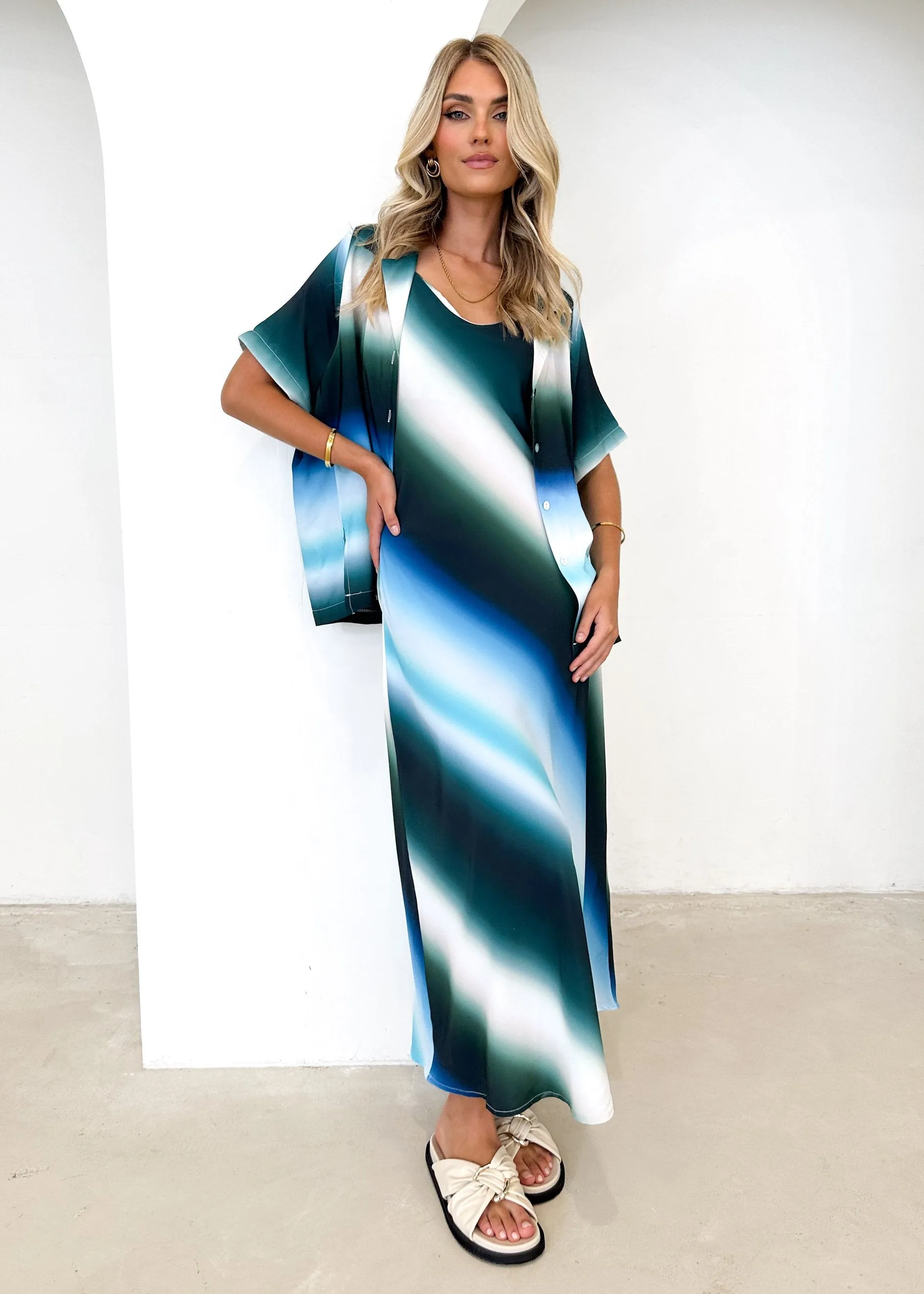 Ayloria Maxi Dress - Blue Tie Dye sold by Gingham & Heels