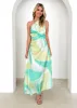 Telle One Shoulder Midi Dress - Lime Splash sold by Gingham & Heels