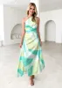 Telle One Shoulder Midi Dress - Lime Splash sold by Gingham & Heels
