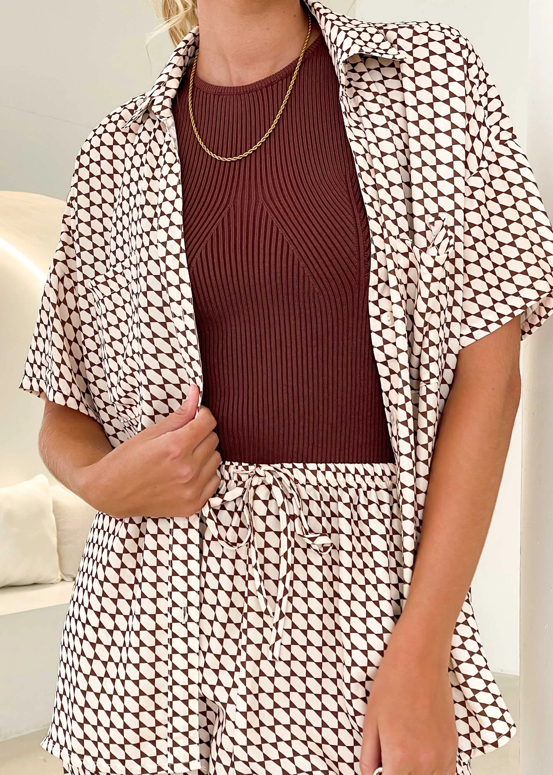 Brixton Shirt - Brown Geo sold by Gingham & Heels product image thumbnail 3