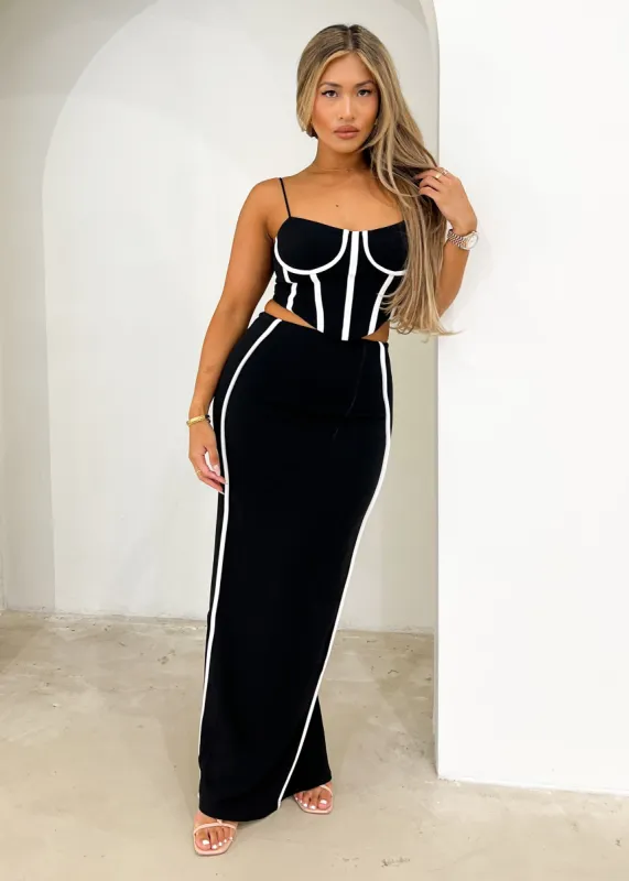 Karlaa Maxi Skirt - Black sold by Gingham & Heels