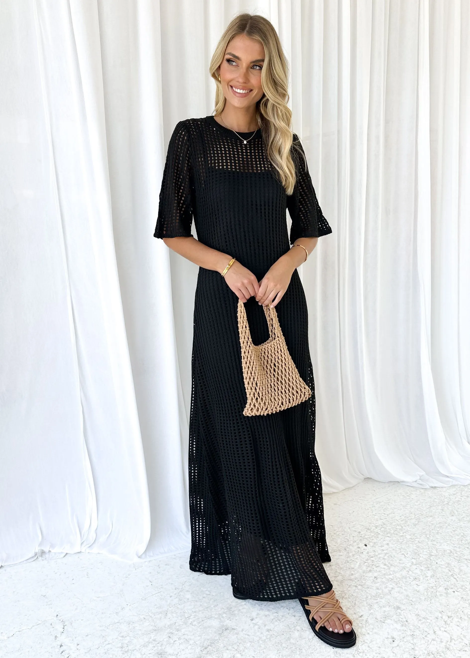 Vivvy Crochet Maxi Dress - Black sold by Gingham & Heels product image thumbnail 2