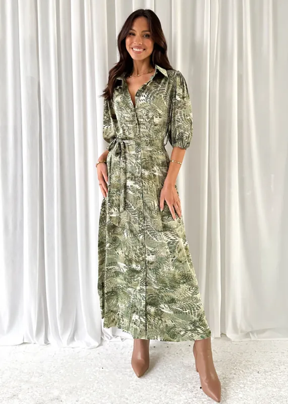 Angelie Midi Dress - Green Leaf sold by Gingham & Heels