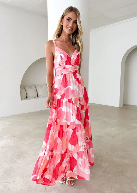 Hillso Maxi Dress - Pink Floral sold by Gingham & Heels