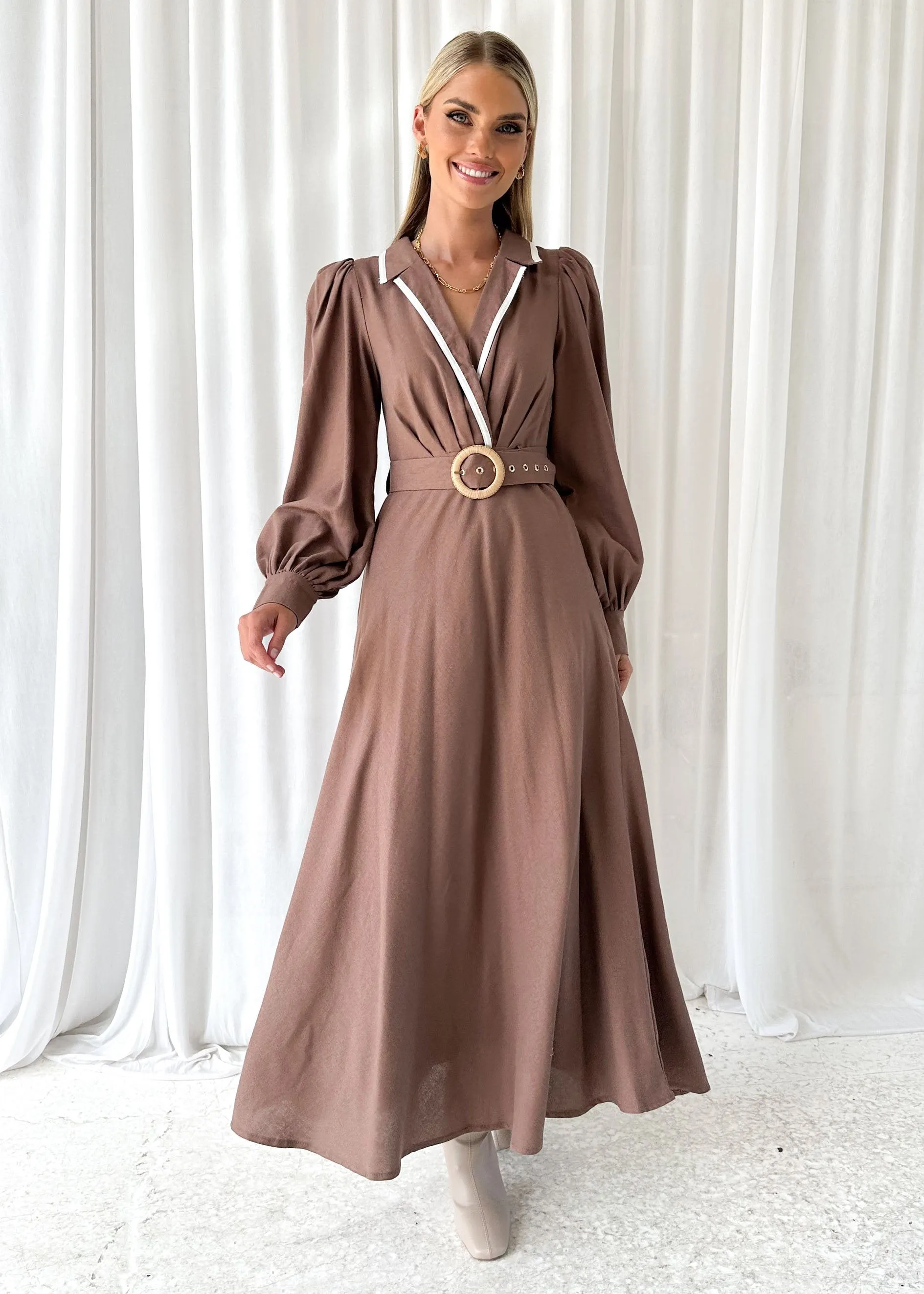 Liarra Midi Dress - Mocha sold by Gingham & Heels