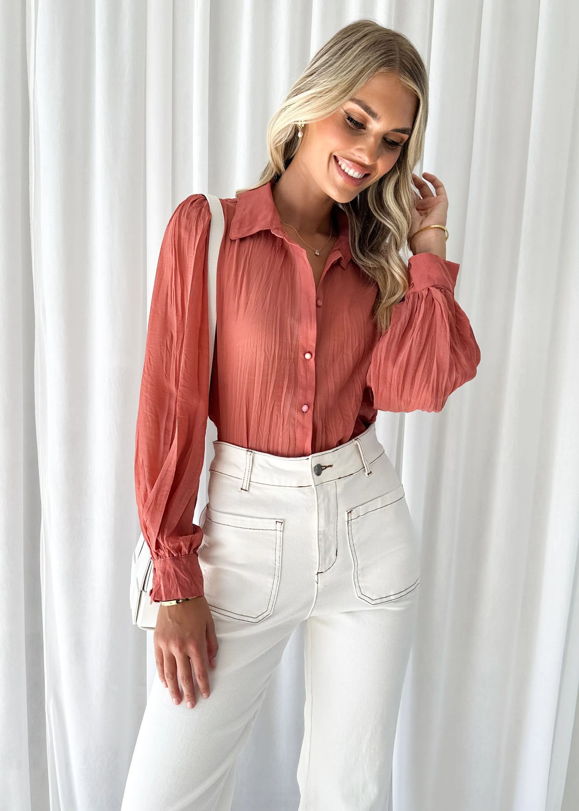 Beth Shirt - Rose sold by Gingham & Heels product image thumbnail 4