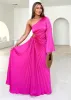 Amore One Shoulder Midi Dress - Hot Pink sold by Gingham & Heels