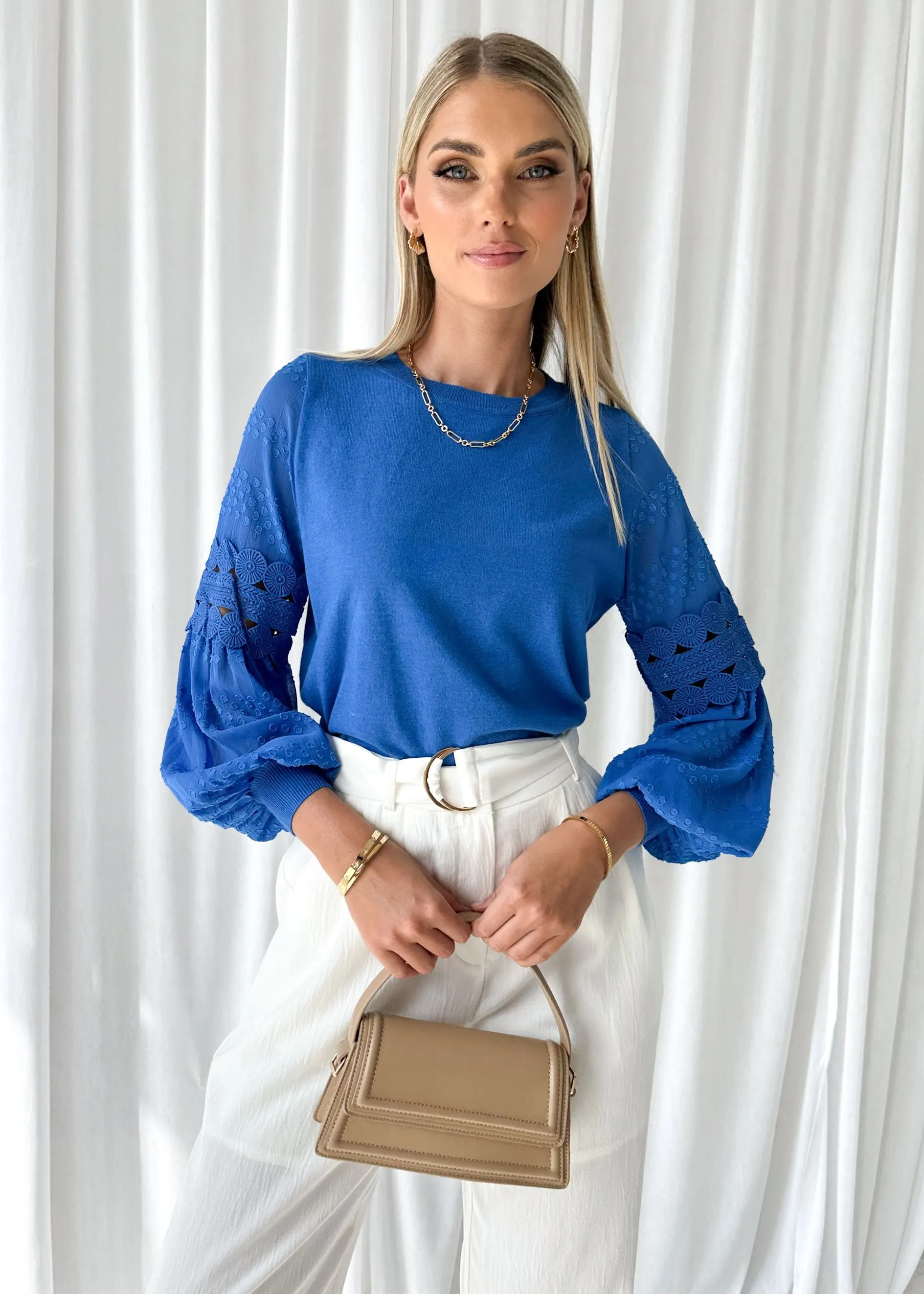 Zoea Knit Top - Blue sold by Gingham & Heels