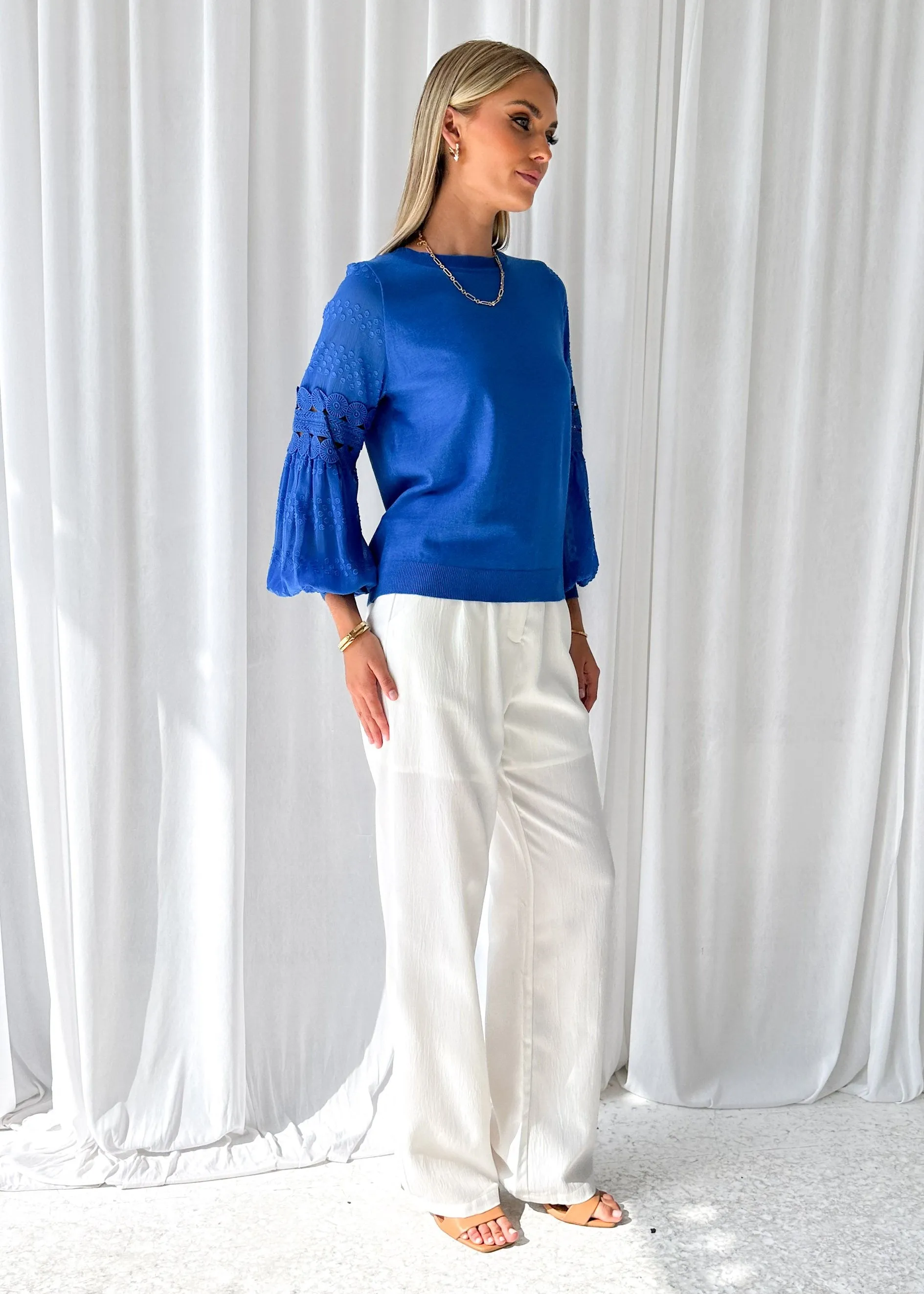 Zoea Knit Top - Blue sold by Gingham & Heels product image thumbnail 4