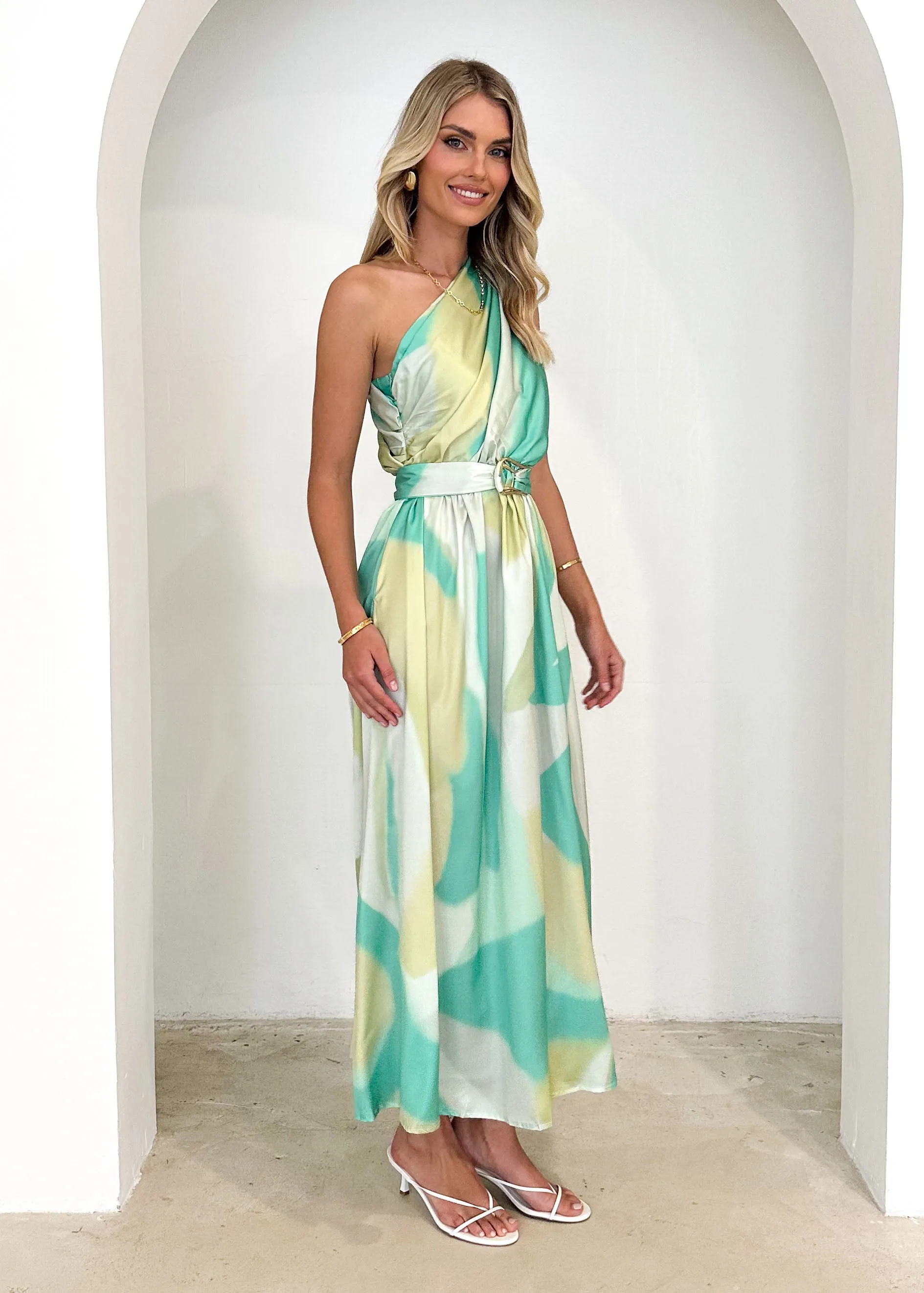 Korah One Shoulder Midi Dress - Lime Splash sold by Gingham & Heels product image thumbnail 5
