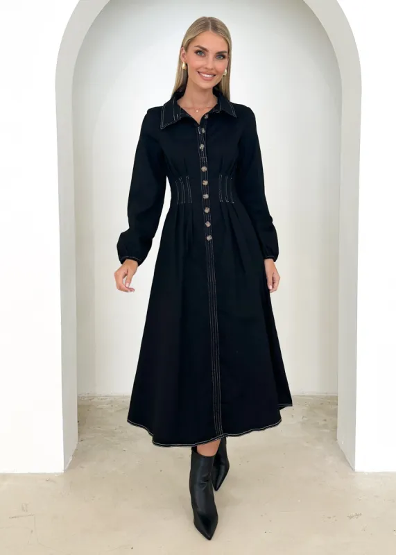 Chrissly Midi Dress - Black sold by Gingham & Heels