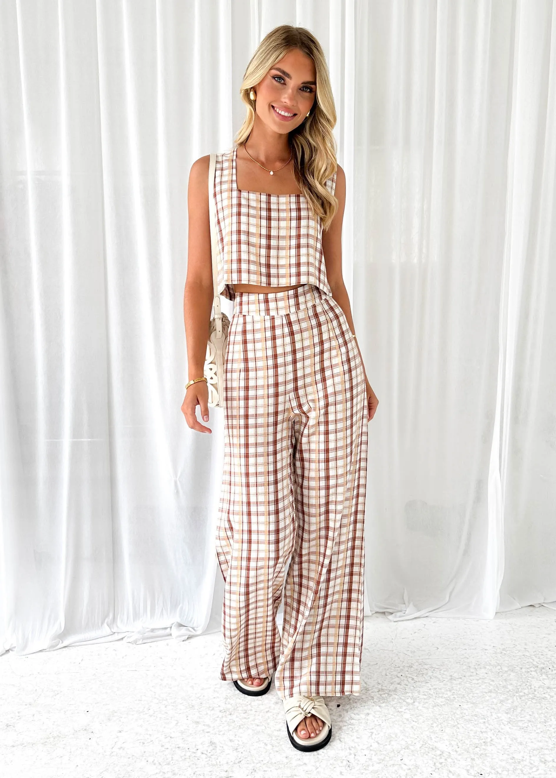 Zayso Pants - Beige Lulu sold by Gingham & Heels