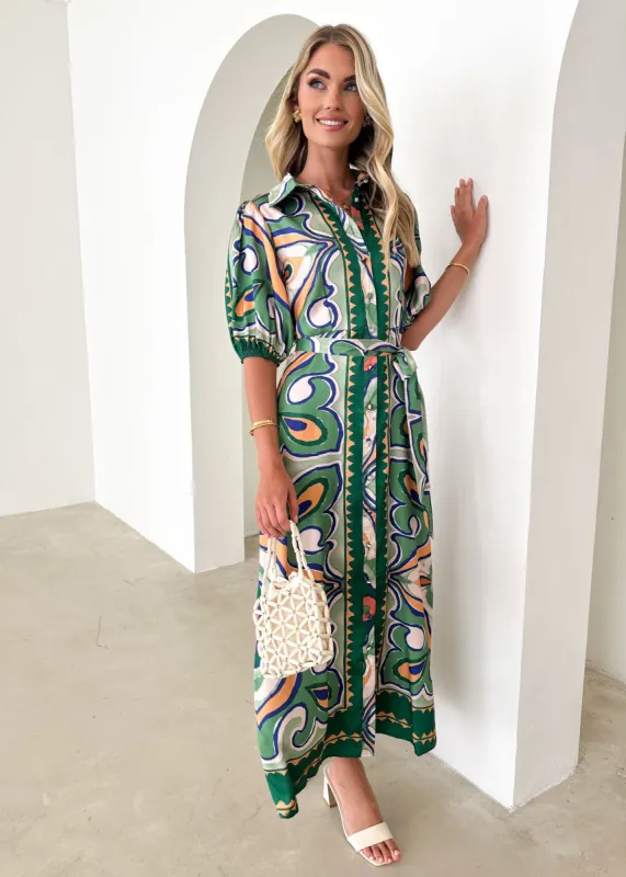 Catiana Maxi Dress - Fern Swirl sold by Gingham & Heels