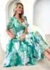 Laylor Maxi Dress - Green Watercolour sold by Gingham & Heels