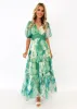 Laylor Maxi Dress - Green Watercolour sold by Gingham & Heels