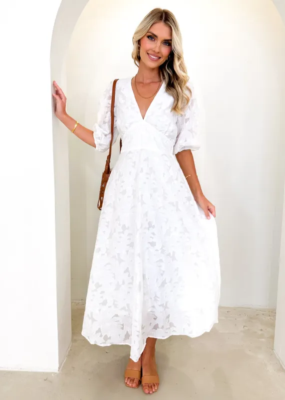 Laylim Midi Dress - Off White sold by Gingham & Heels
