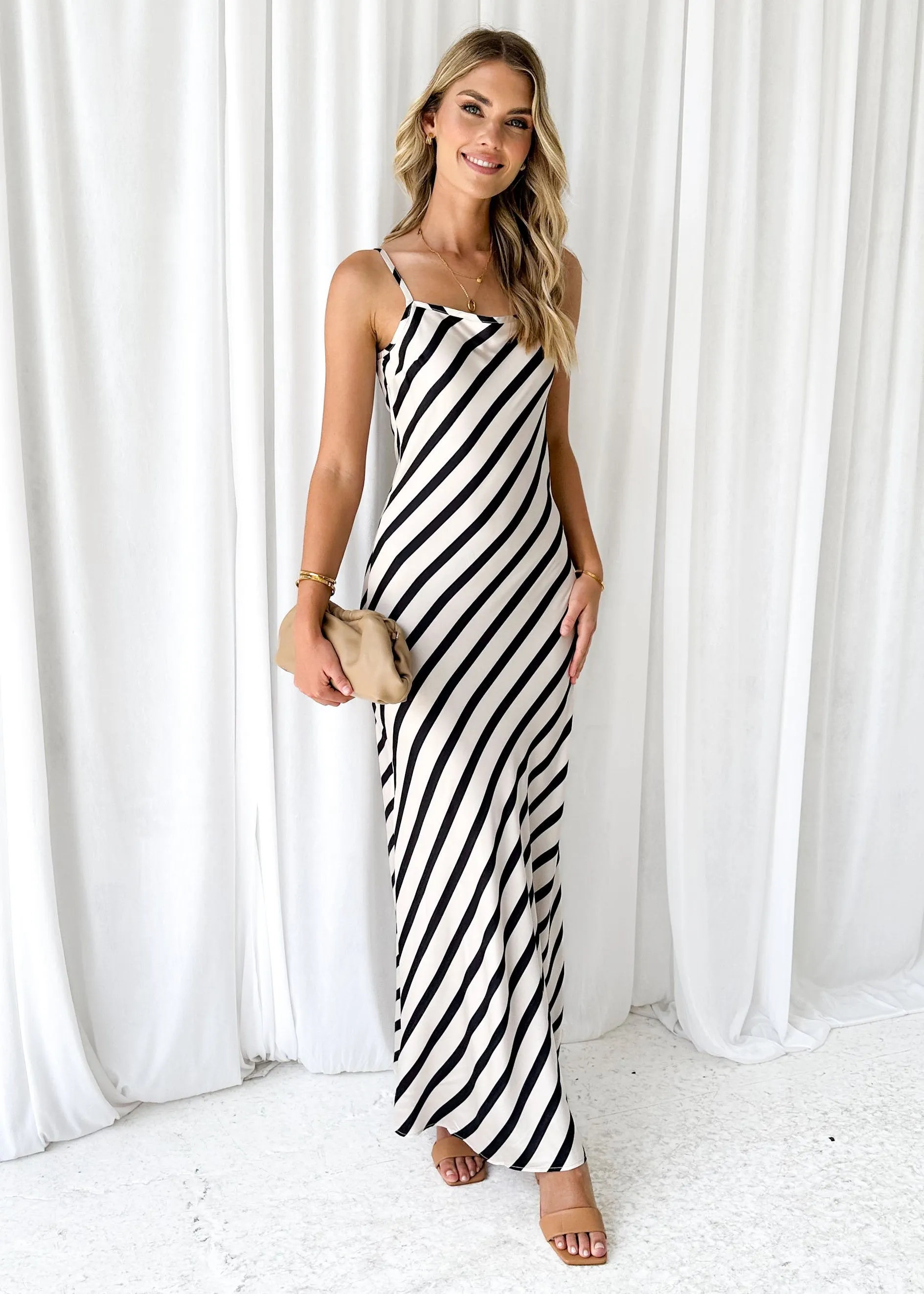 Rachie Maxi Dress - Black Stripe sold by Gingham & Heels