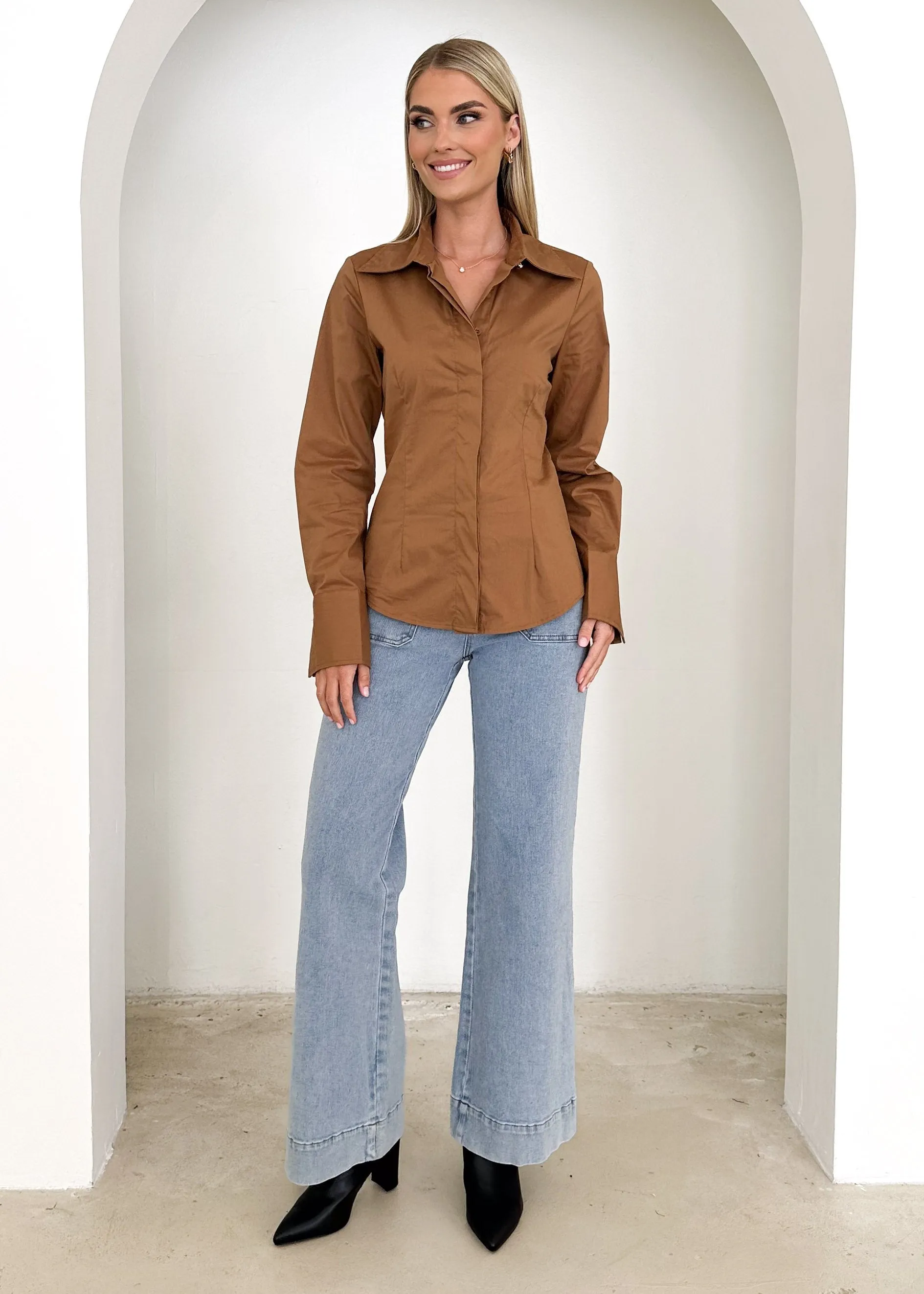 Sianna Shirt - Camel sold by Gingham & Heels product image thumbnail 2