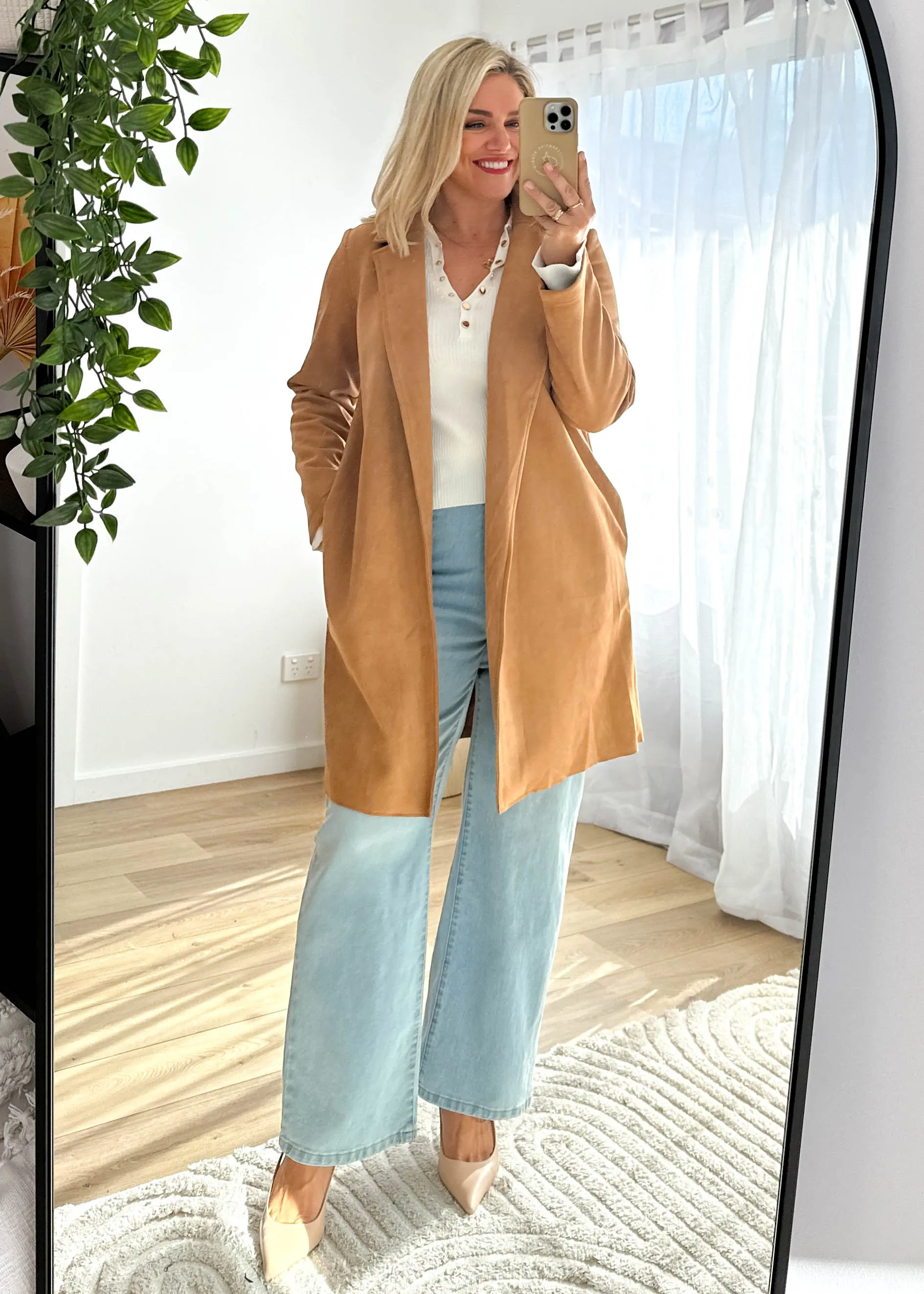 Brooklyn Suede Coatigan - Camel sold by Gingham & Heels product image thumbnail 3