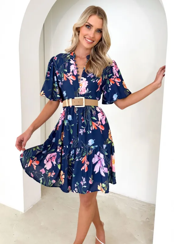 Tamra Dress - Navy Floral sold by Gingham & Heels