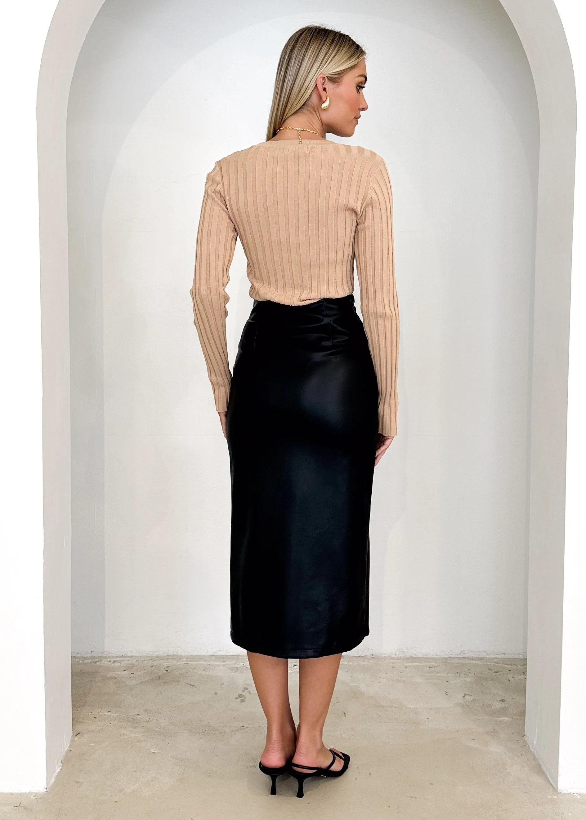 Kralae PU Midi Skirt - Black sold by Gingham & Heels product image thumbnail 5