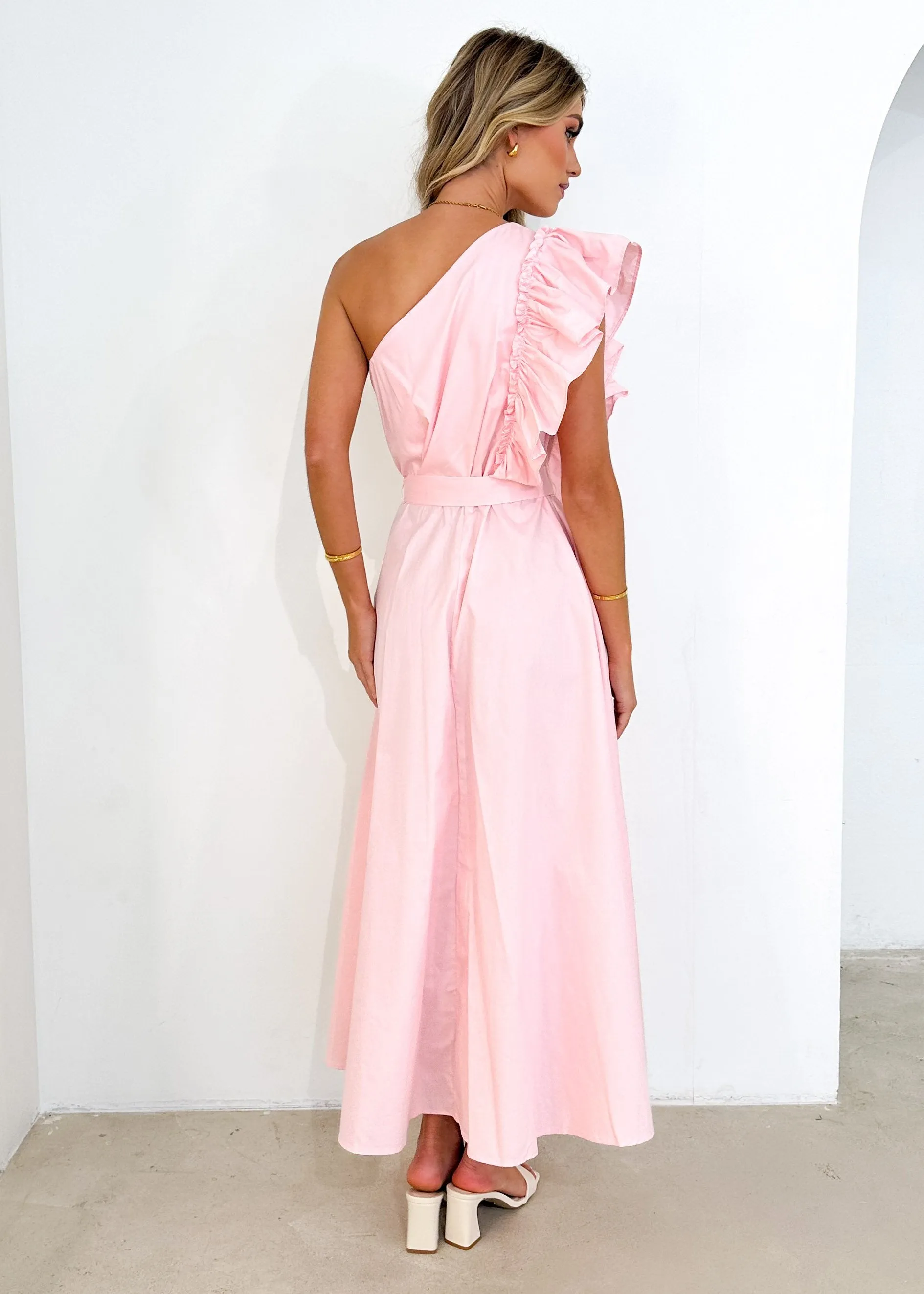 Rowler One Shoulder Midi Dress - Pink sold by Gingham & Heels product image thumbnail 5