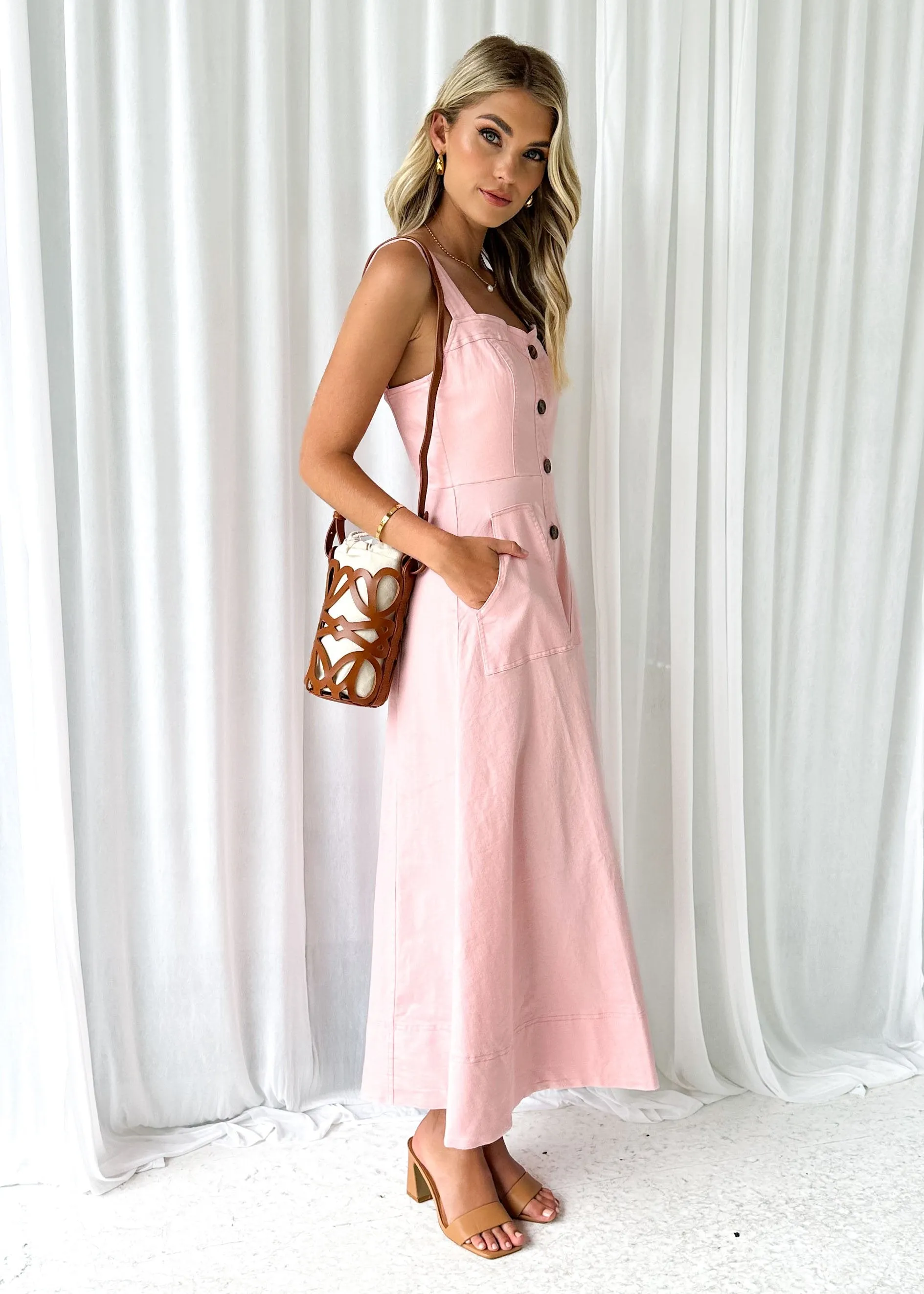 Millenia Stretch Denim Midi Dress - Blush sold by Gingham & Heels product image thumbnail 4