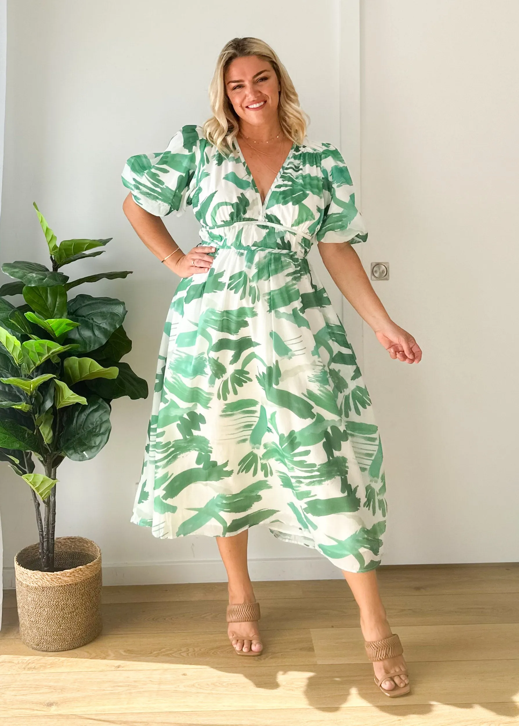 Safrina Midi Dress - Green Splash sold by Gingham & Heels product image thumbnail 4