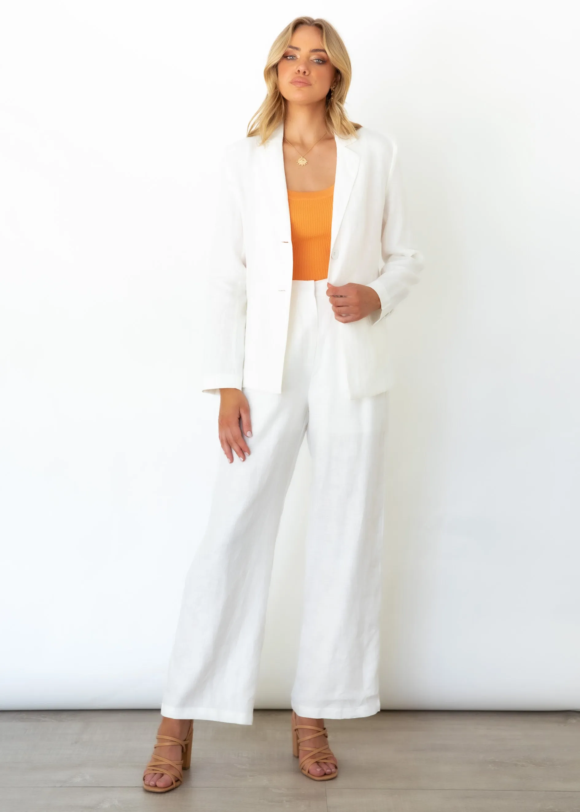 Meivi Linen Blazer - Off White sold by Gingham & Heels
