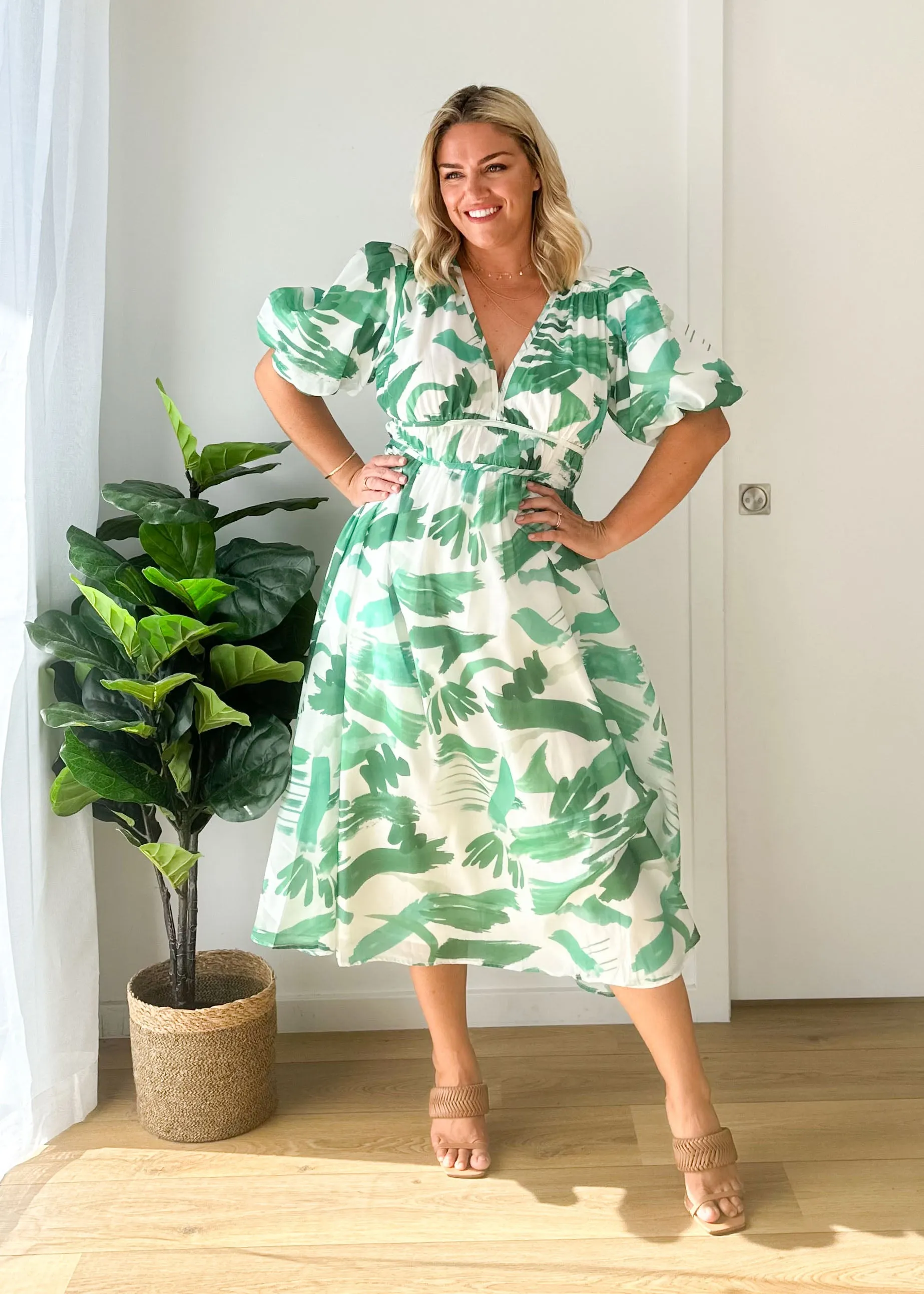 Safrina Midi Dress - Green Splash sold by Gingham & Heels product image thumbnail 2