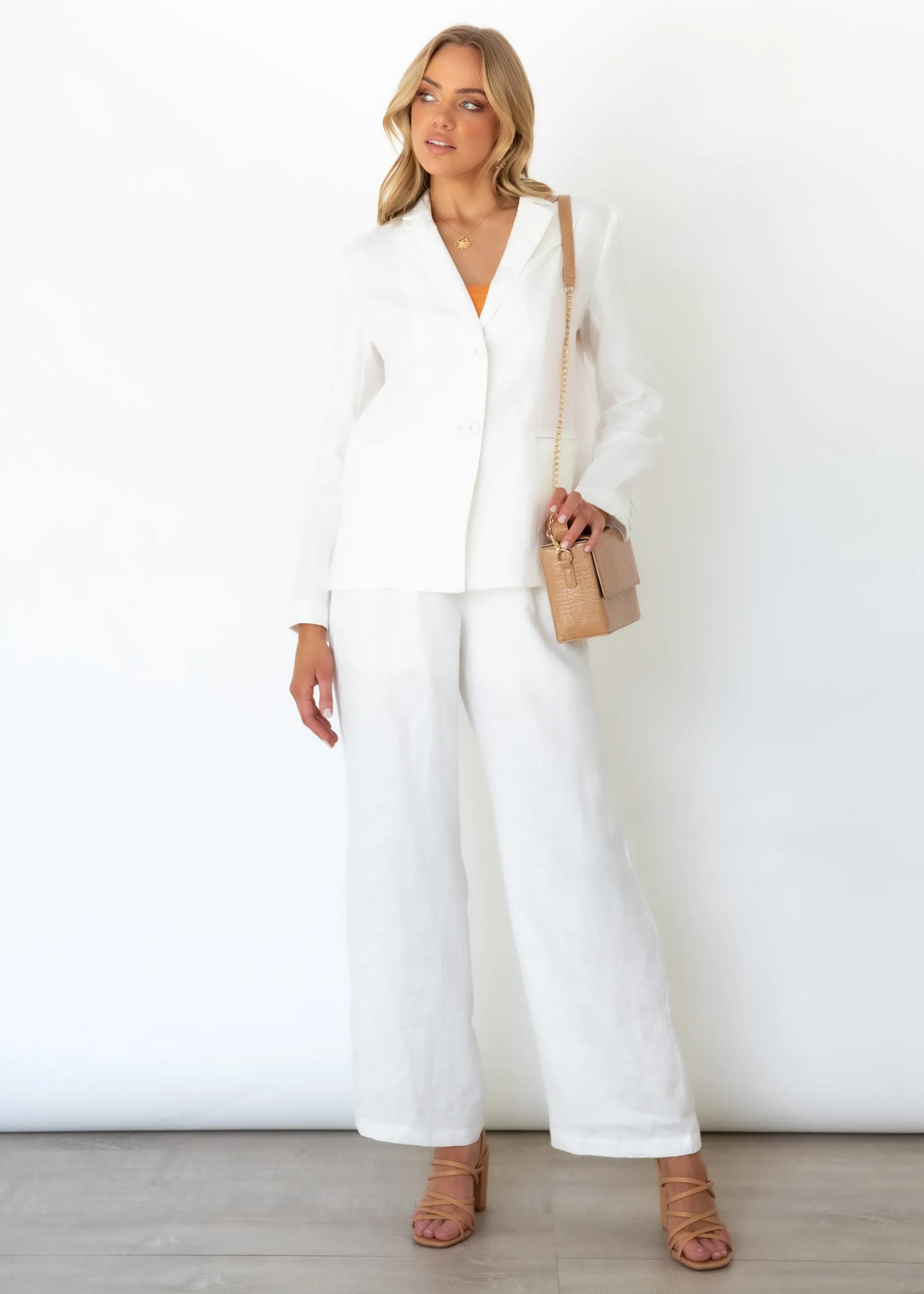 Meivi Linen Blazer - Off White sold by Gingham & Heels product image thumbnail 2