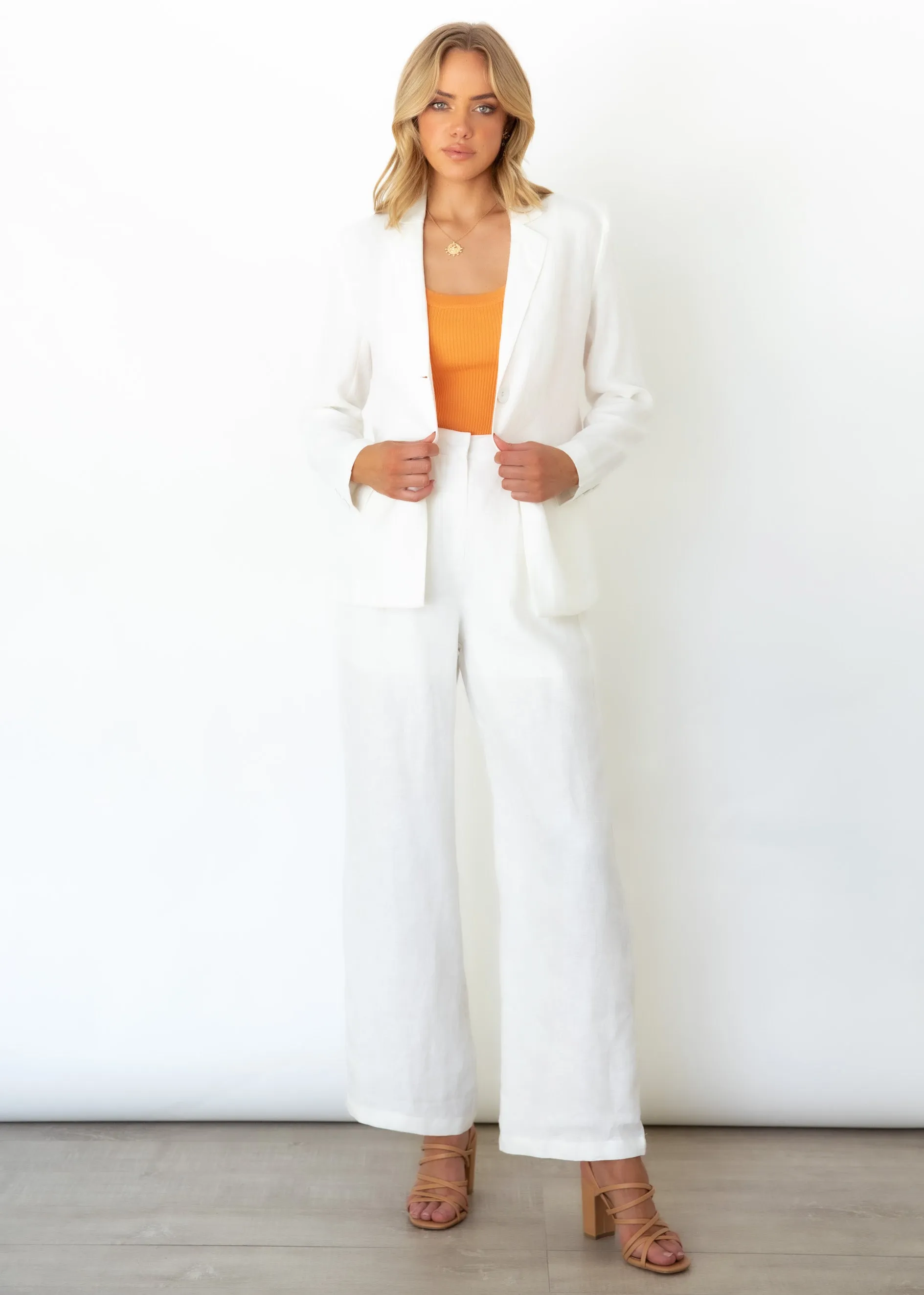 Meivi Linen Blazer - Off White sold by Gingham & Heels product image thumbnail 3