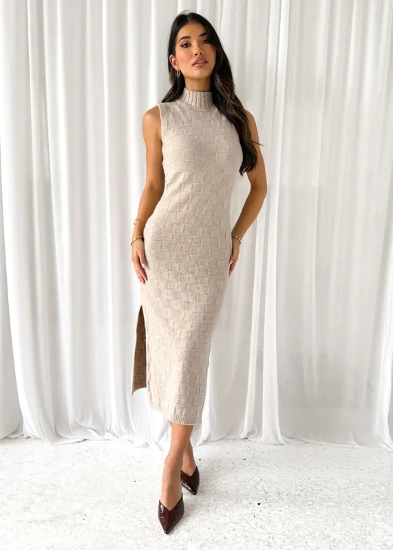 Milahn Knit Midi Dress - Beige sold by Gingham & Heels