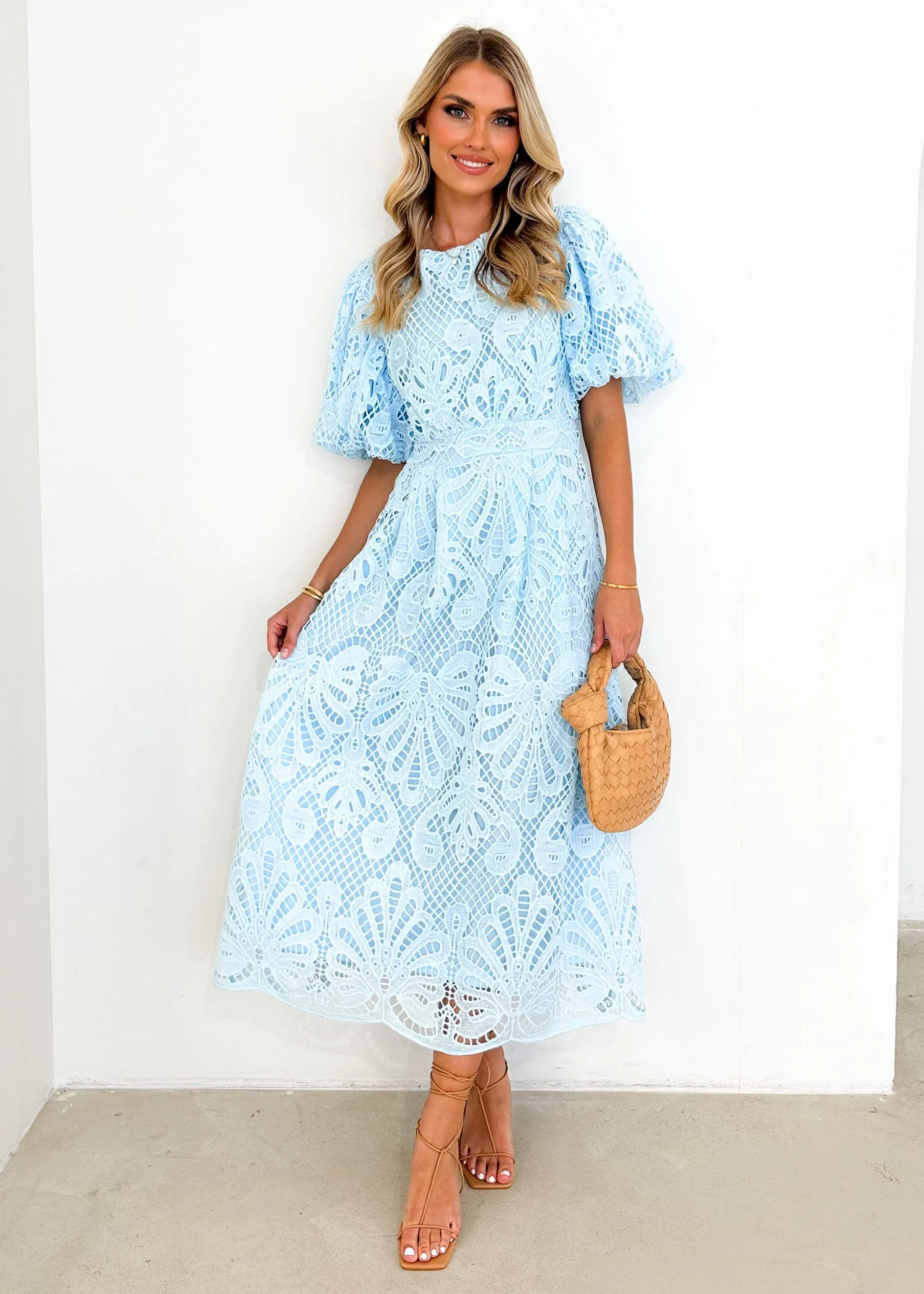 Lisa Lace Midi Dress - Blue sold by Gingham & Heels product image thumbnail 4