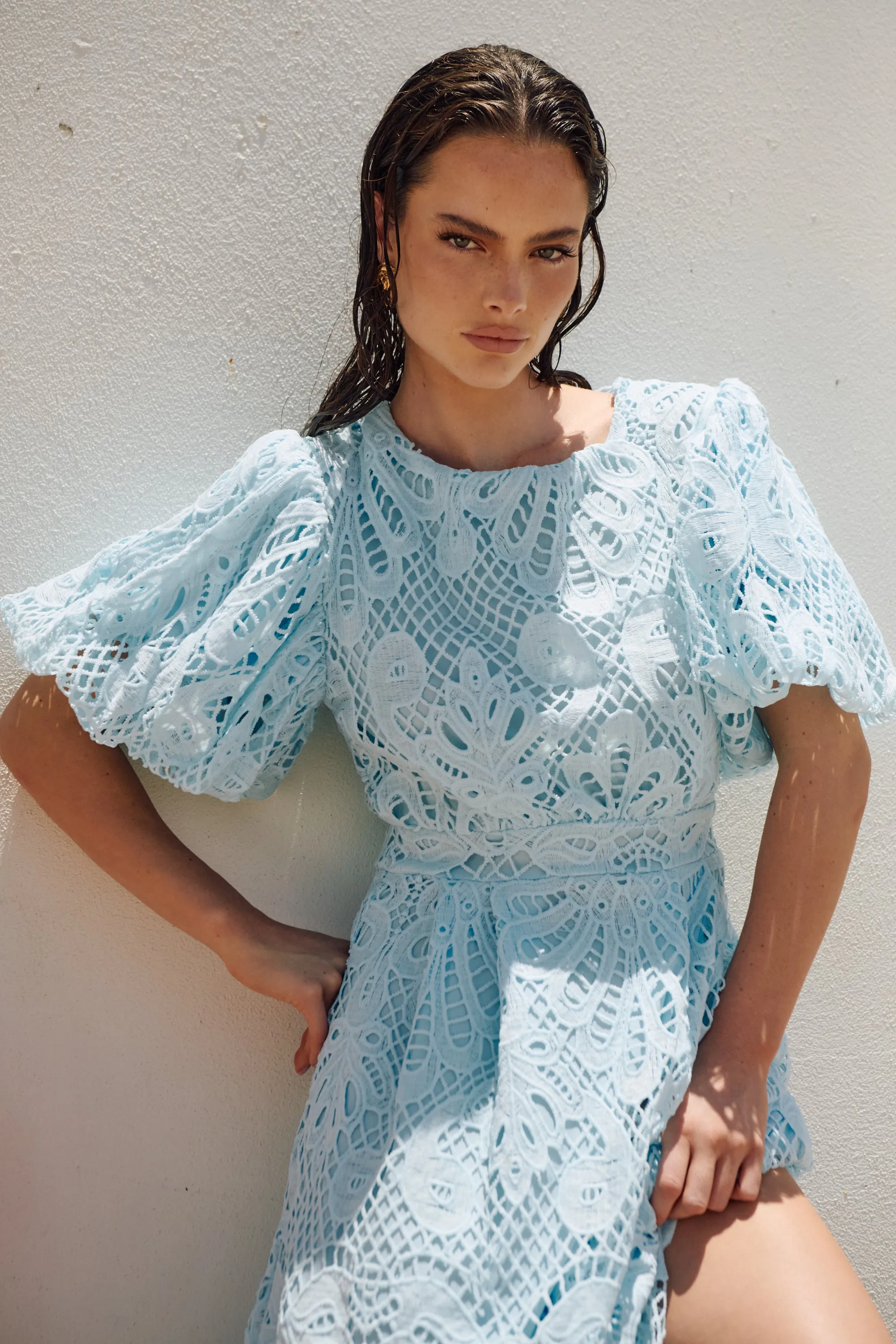 Lisa Lace Midi Dress - Blue sold by Gingham & Heels product image thumbnail 3