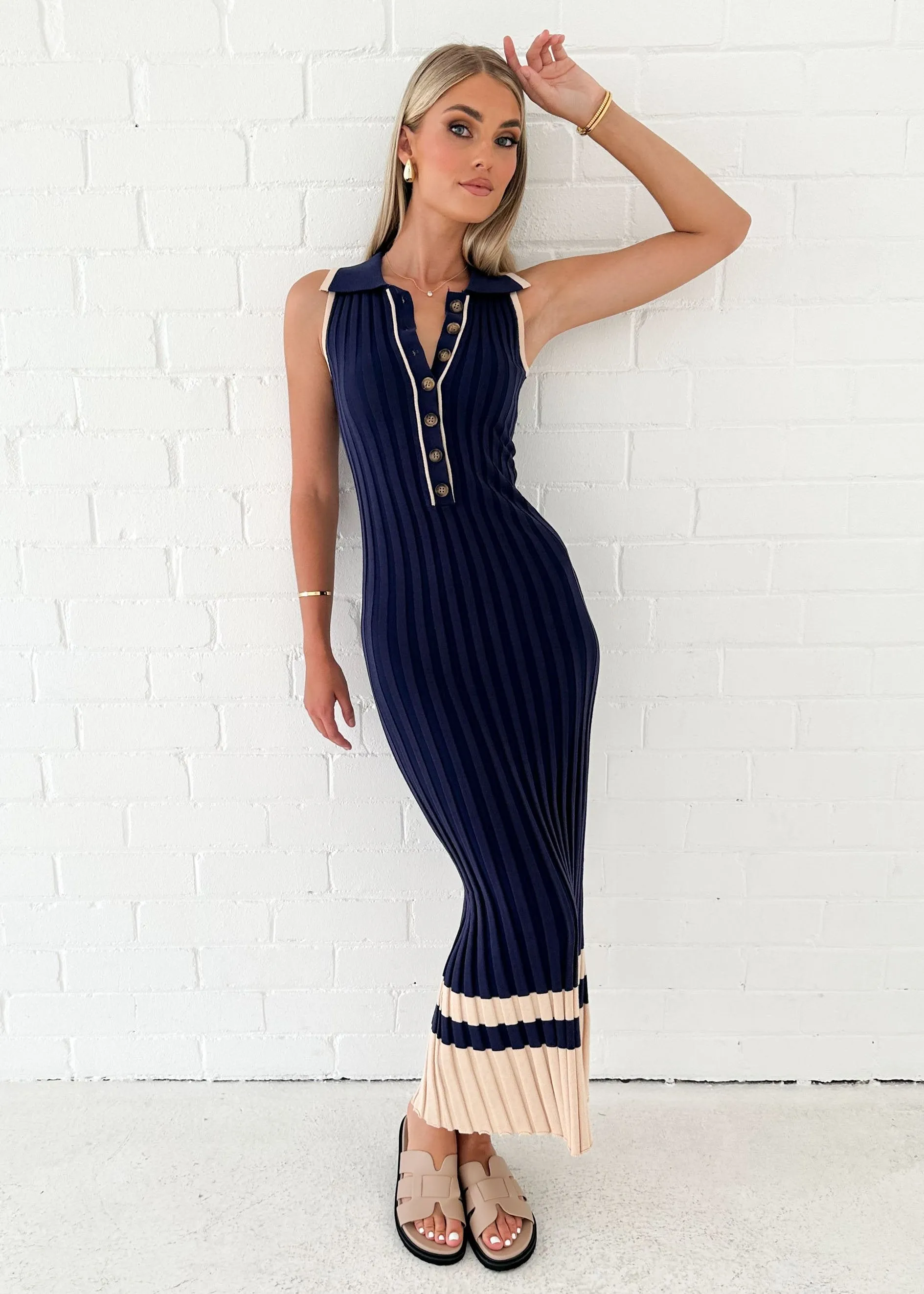 Lucie Knit Midi Dress - Navy sold by Gingham & Heels product image thumbnail 2