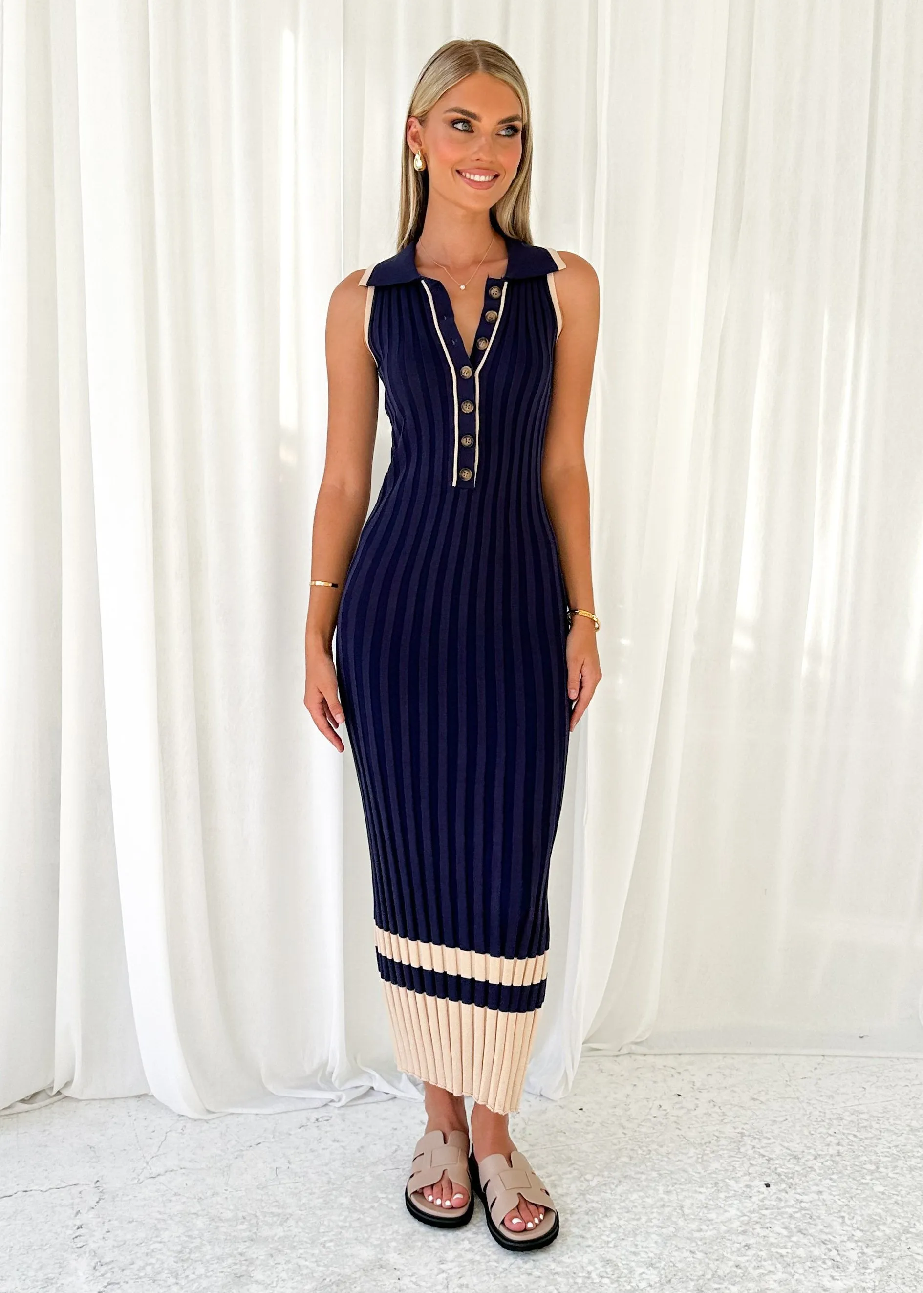 Lucie Knit Midi Dress - Navy sold by Gingham & Heels product image thumbnail 3