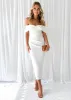 Valeria Off Shoulder Midi Dress - Off White sold by Gingham & Heels