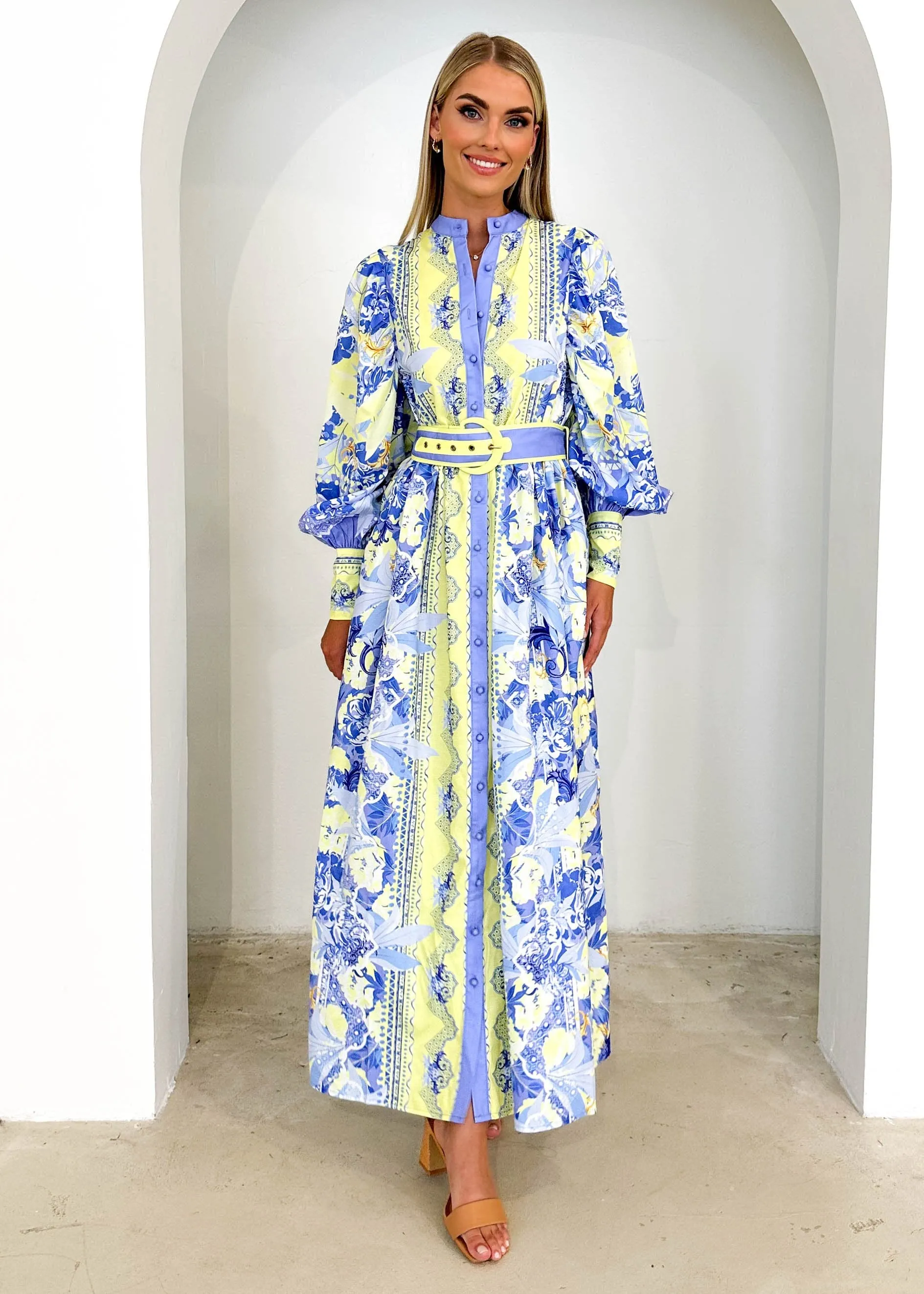 Gigla Maxi Dress - Lime Floral sold by Gingham & Heels