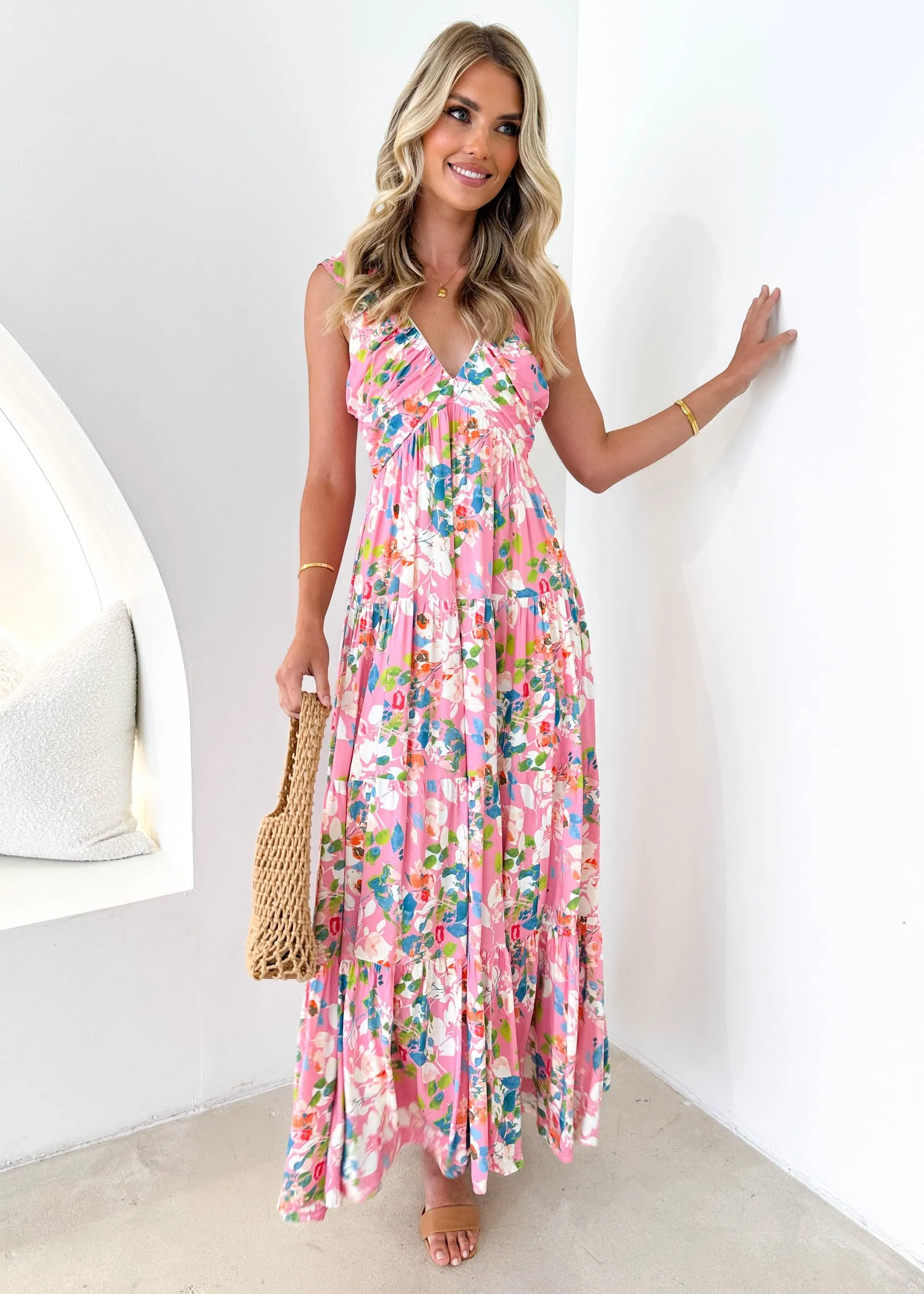 Blover Maxi Dress - Pink Floral sold by Gingham & Heels
