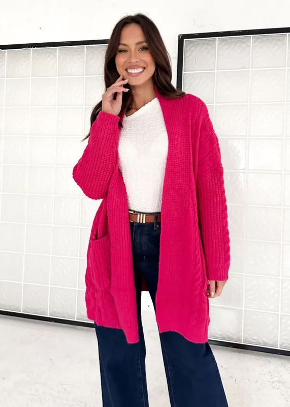 Hally Cardigan - Magenta sold by Gingham & Heels