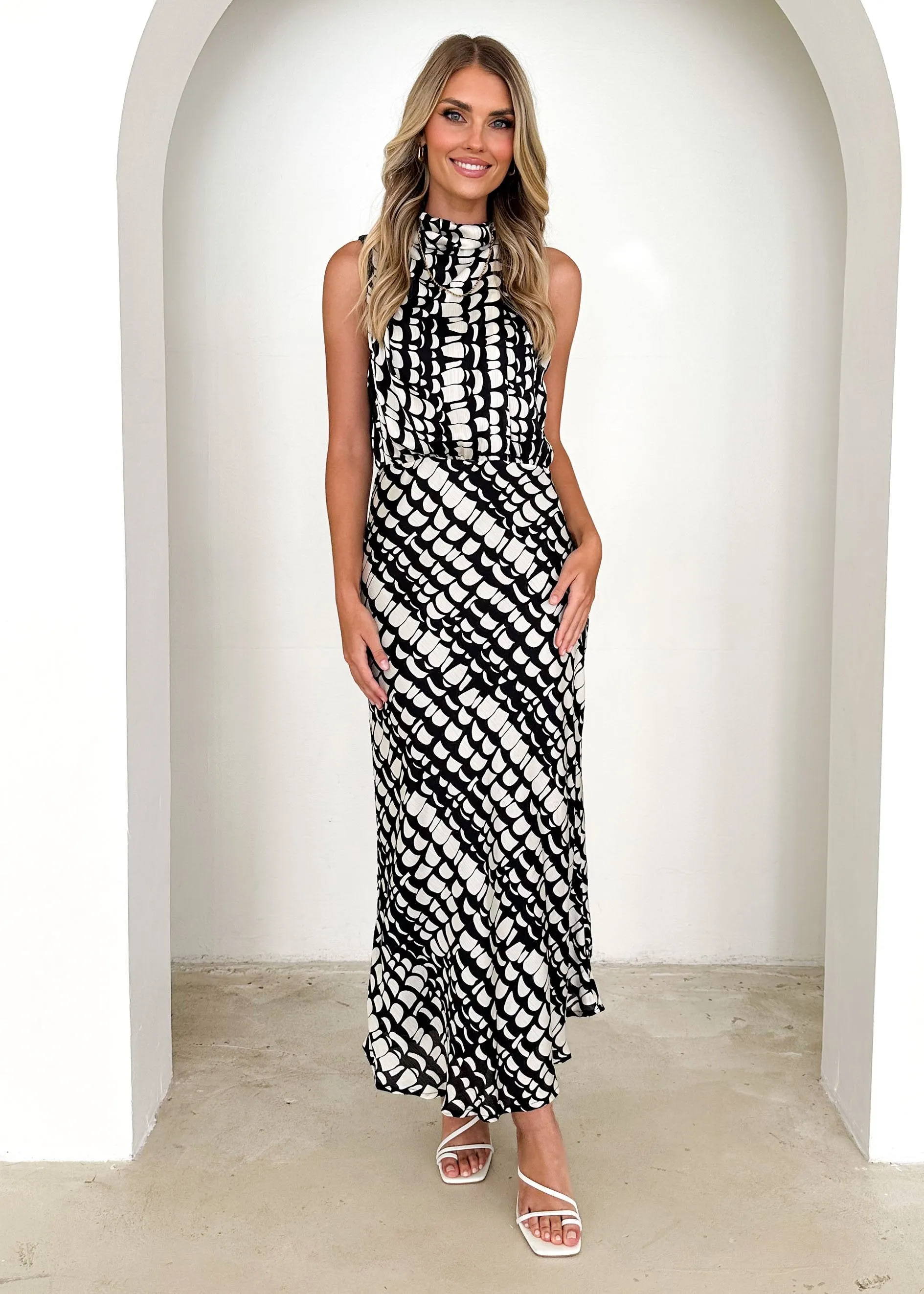 Lucia Midi Dress - Black Abstract sold by Gingham & Heels product image thumbnail 5
